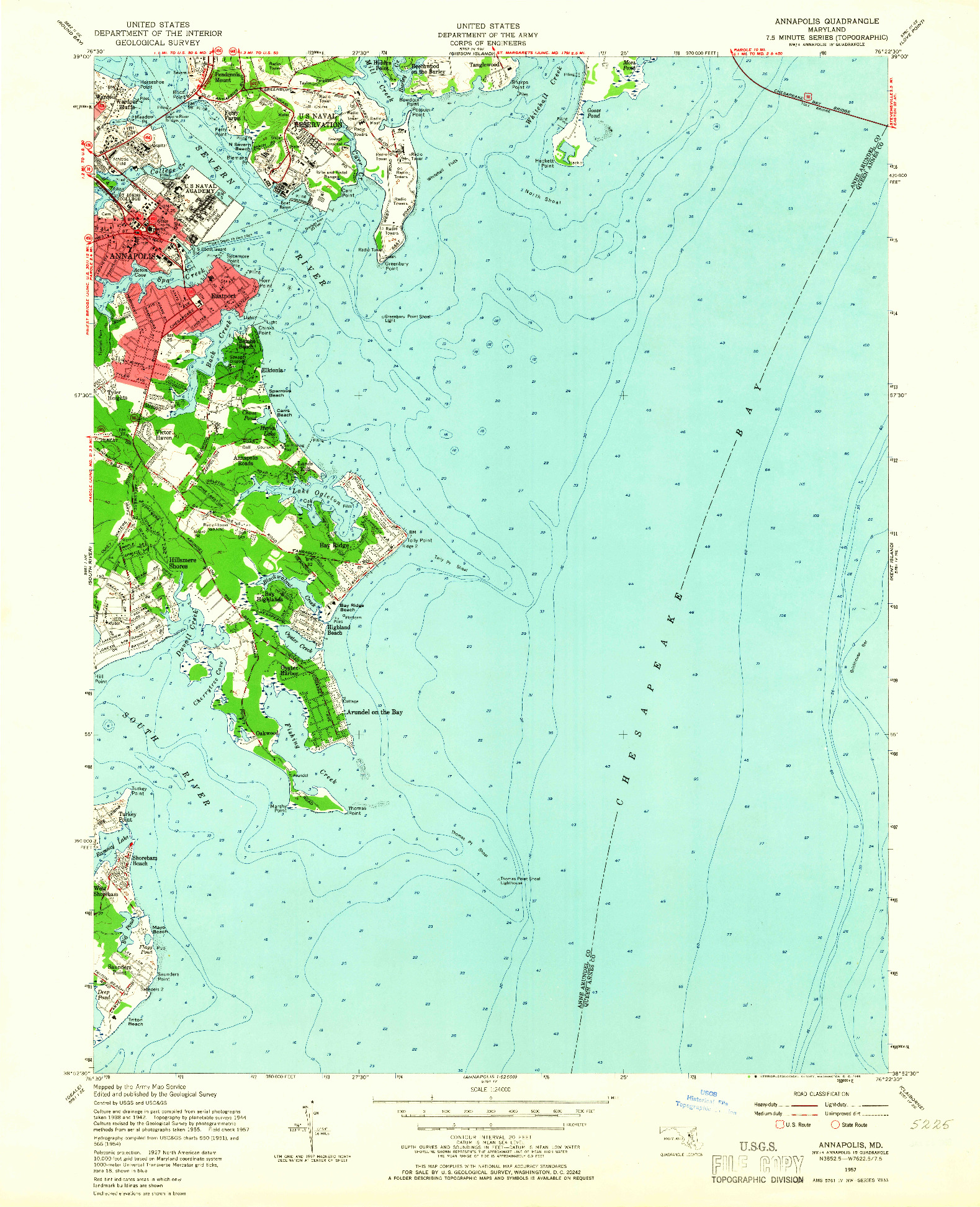 USGS 1:24000-SCALE QUADRANGLE FOR ANNAPOLIS, MD 1957