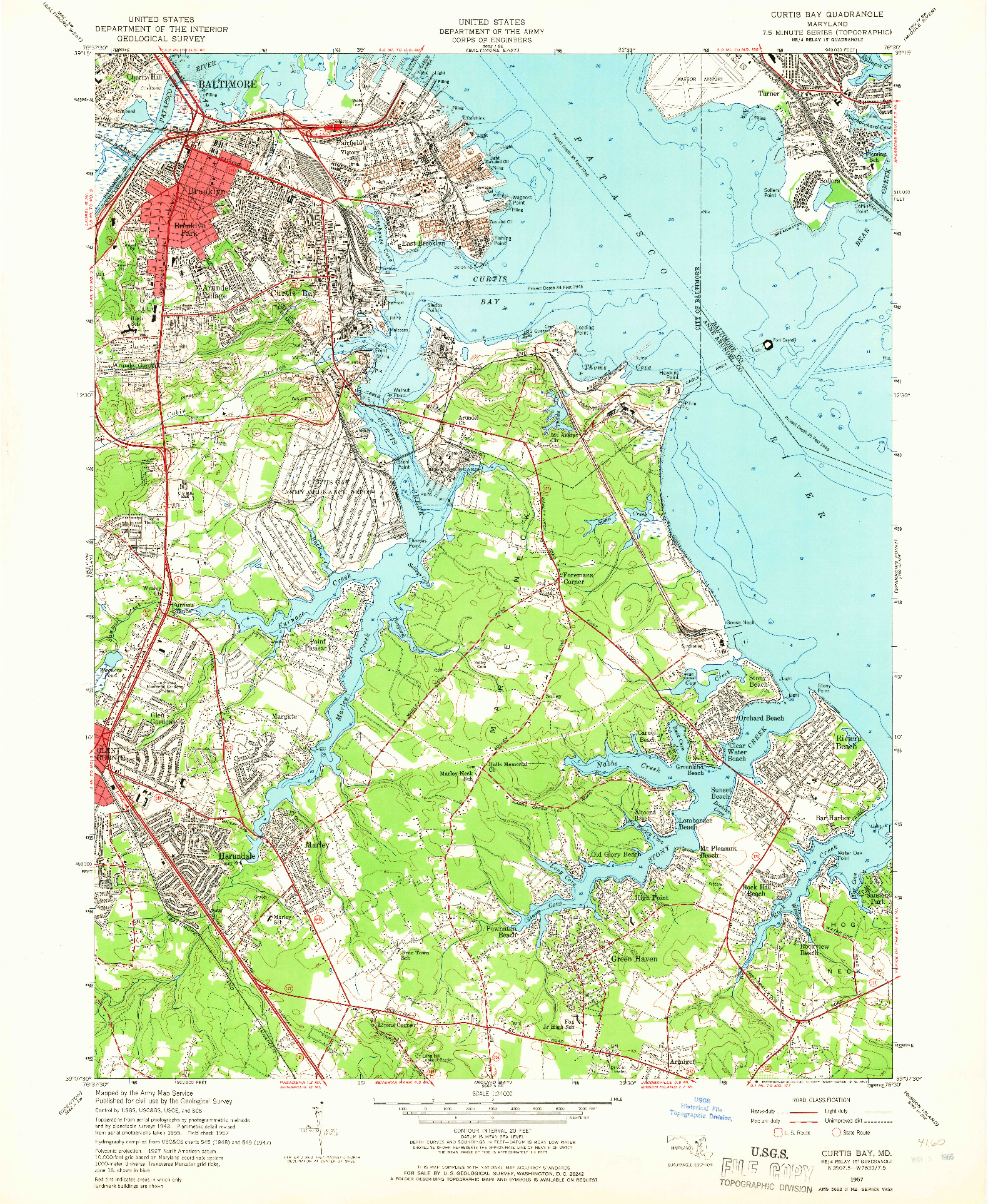 USGS 1:24000-SCALE QUADRANGLE FOR CURTIS BAY, MD 1957