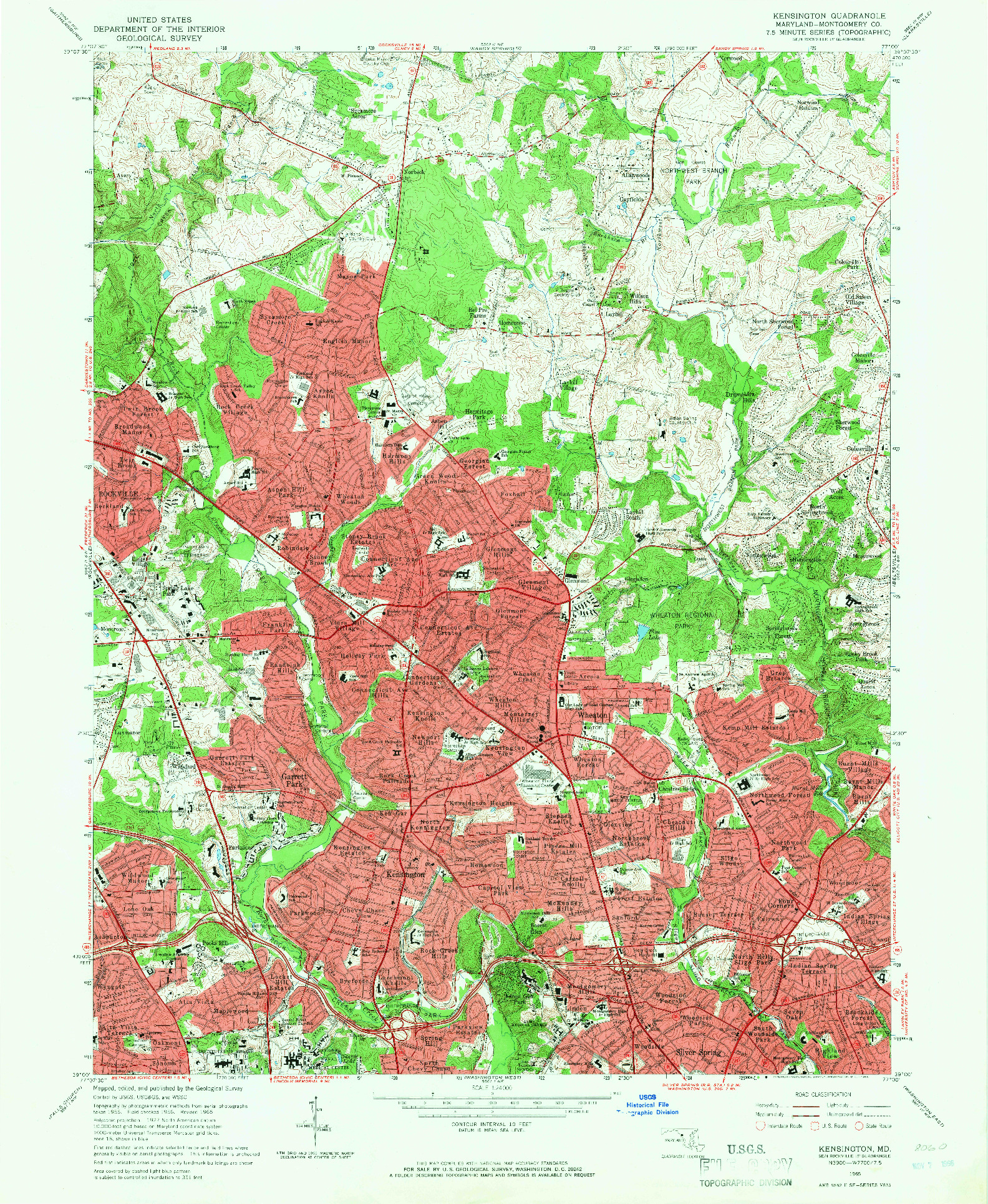 USGS 1:24000-SCALE QUADRANGLE FOR KENSINGTON, MD 1965