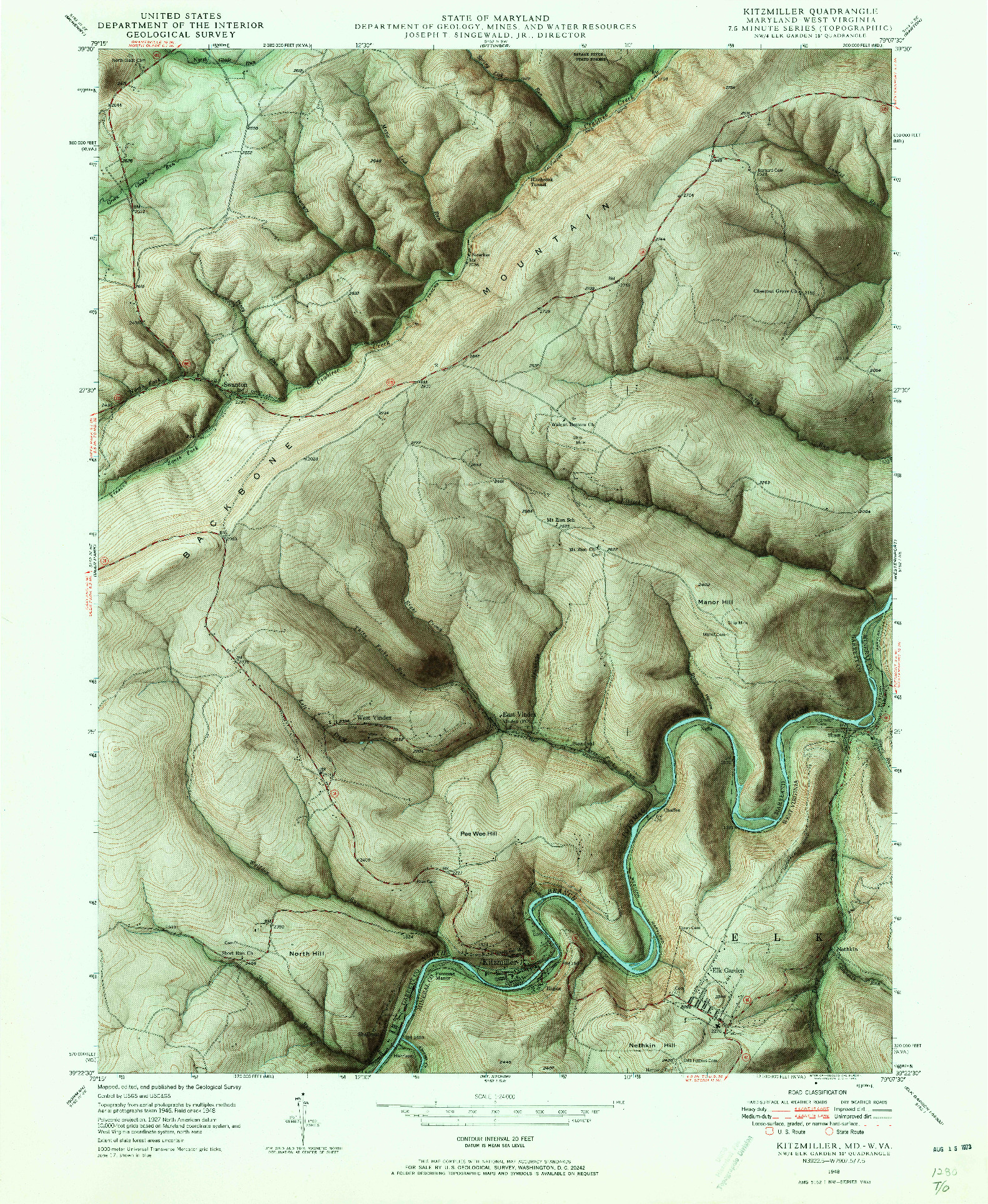 USGS 1:24000-SCALE QUADRANGLE FOR KITZMILLER, MD 1948