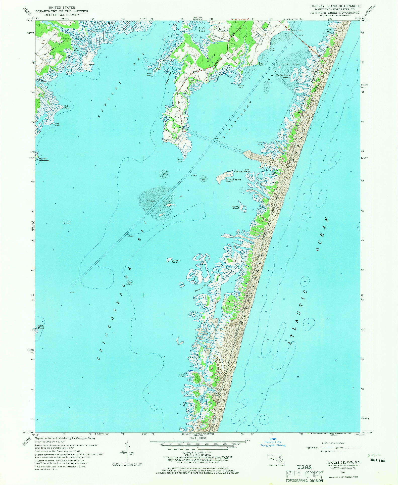 USGS 1:24000-SCALE QUADRANGLE FOR TINGLES ISLAND, MD 1964