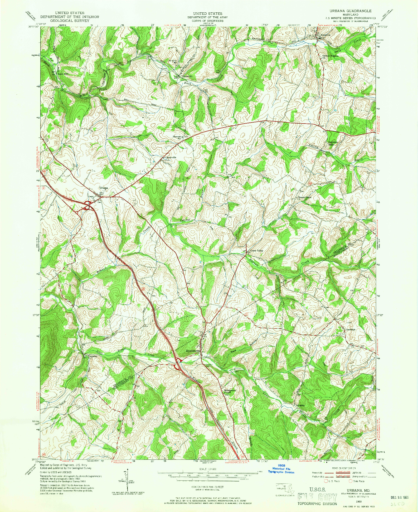 USGS 1:24000-SCALE QUADRANGLE FOR URBANA, MD 1953