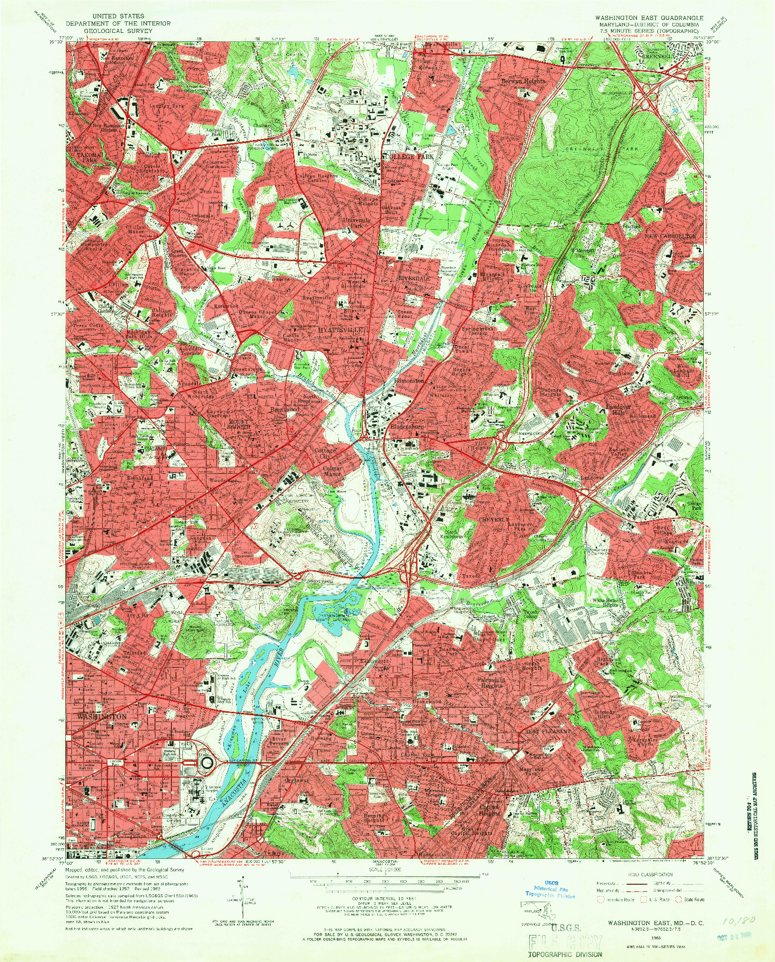 USGS 1:24000-SCALE QUADRANGLE FOR WASHINGTON EAST, MD 1965