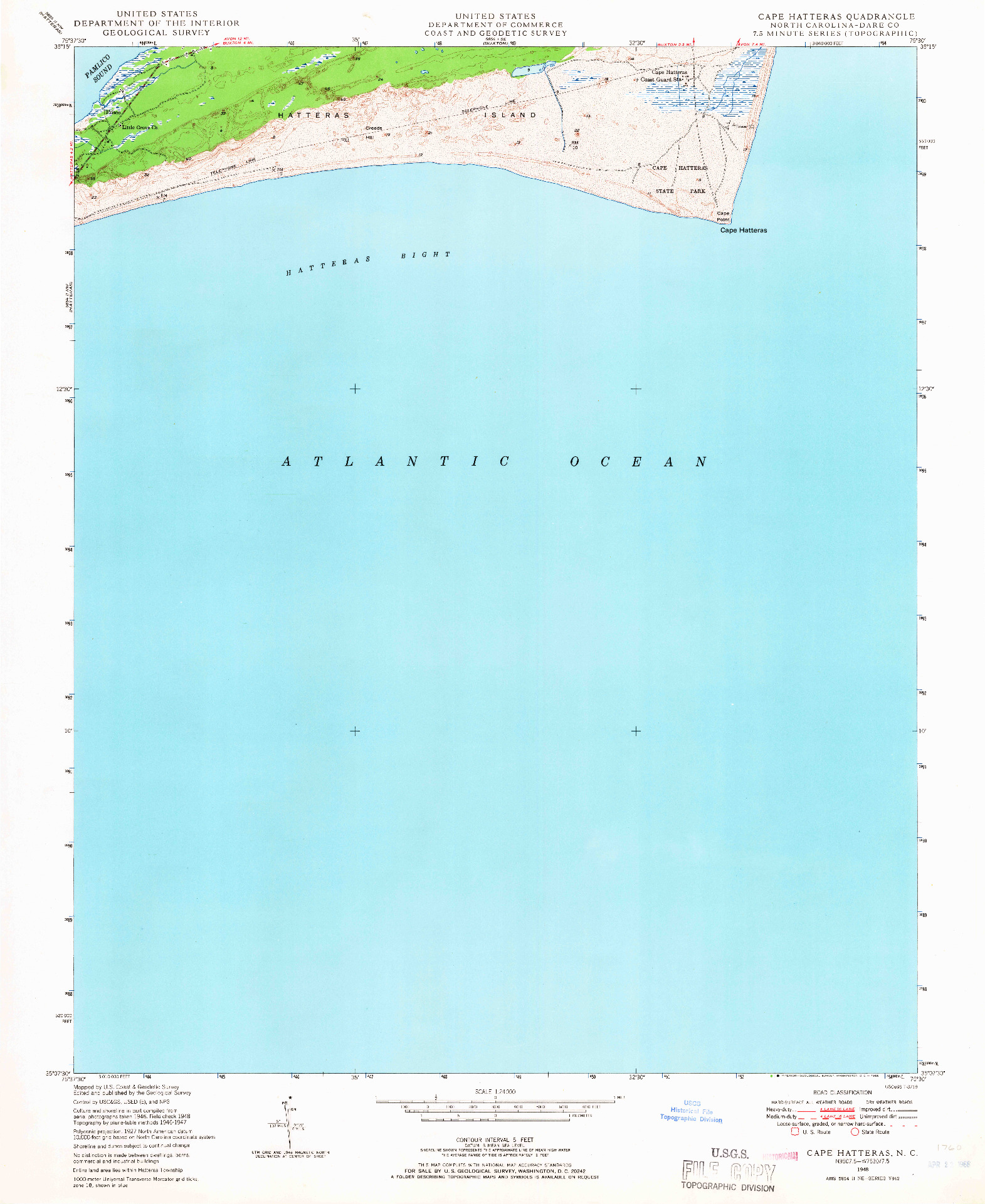 USGS 1:24000-SCALE QUADRANGLE FOR CAPE HATTERAS, NC 1948