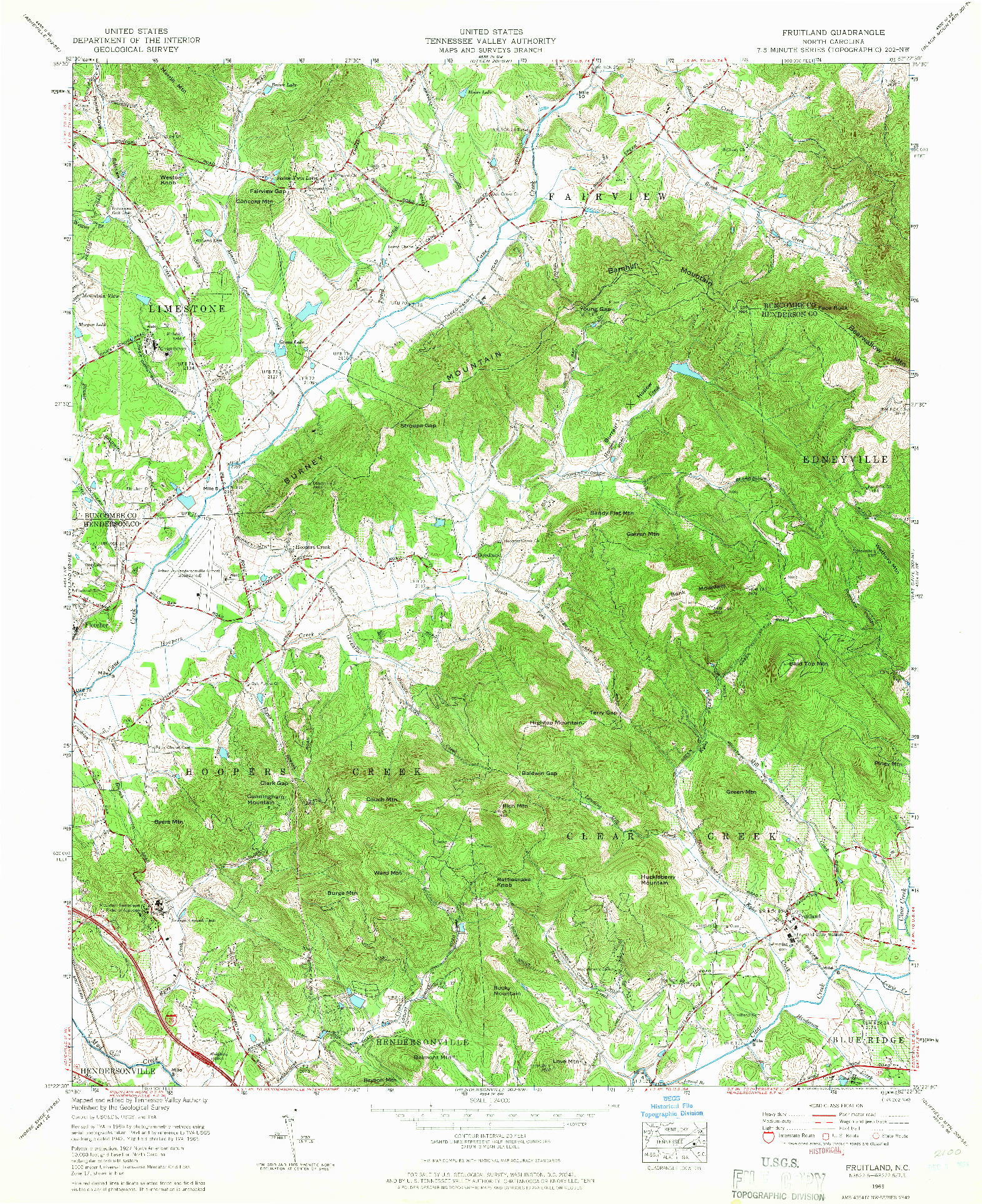 USGS 1:24000-SCALE QUADRANGLE FOR FRUITLAND, NC 1965