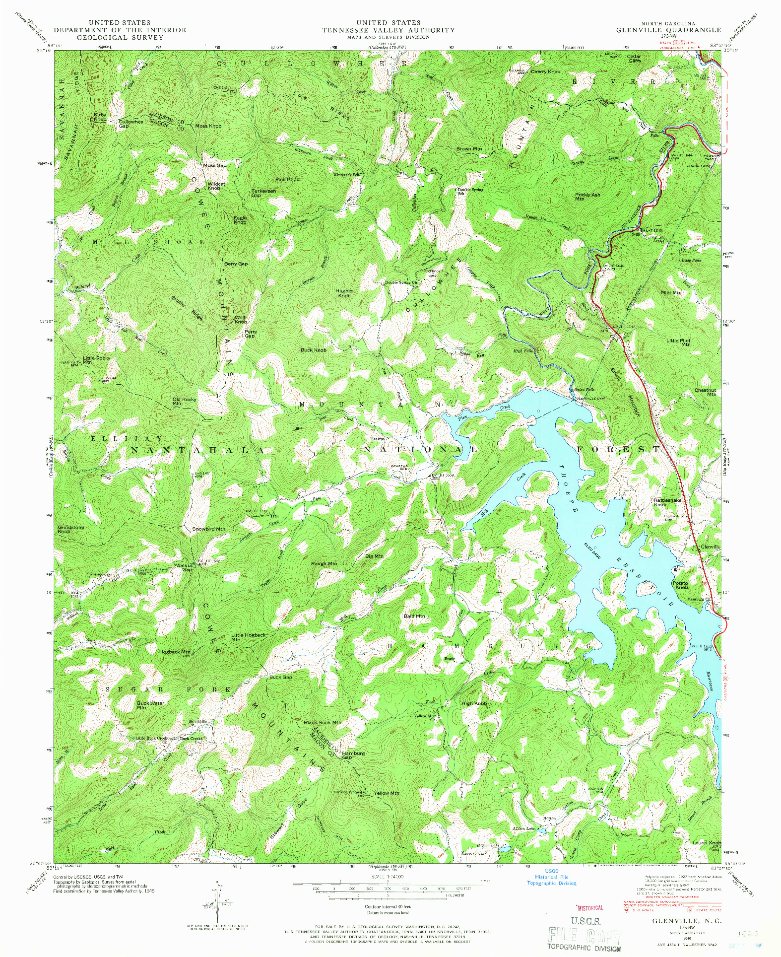 USGS 1:24000-SCALE QUADRANGLE FOR GLENVILLE, NC 1946