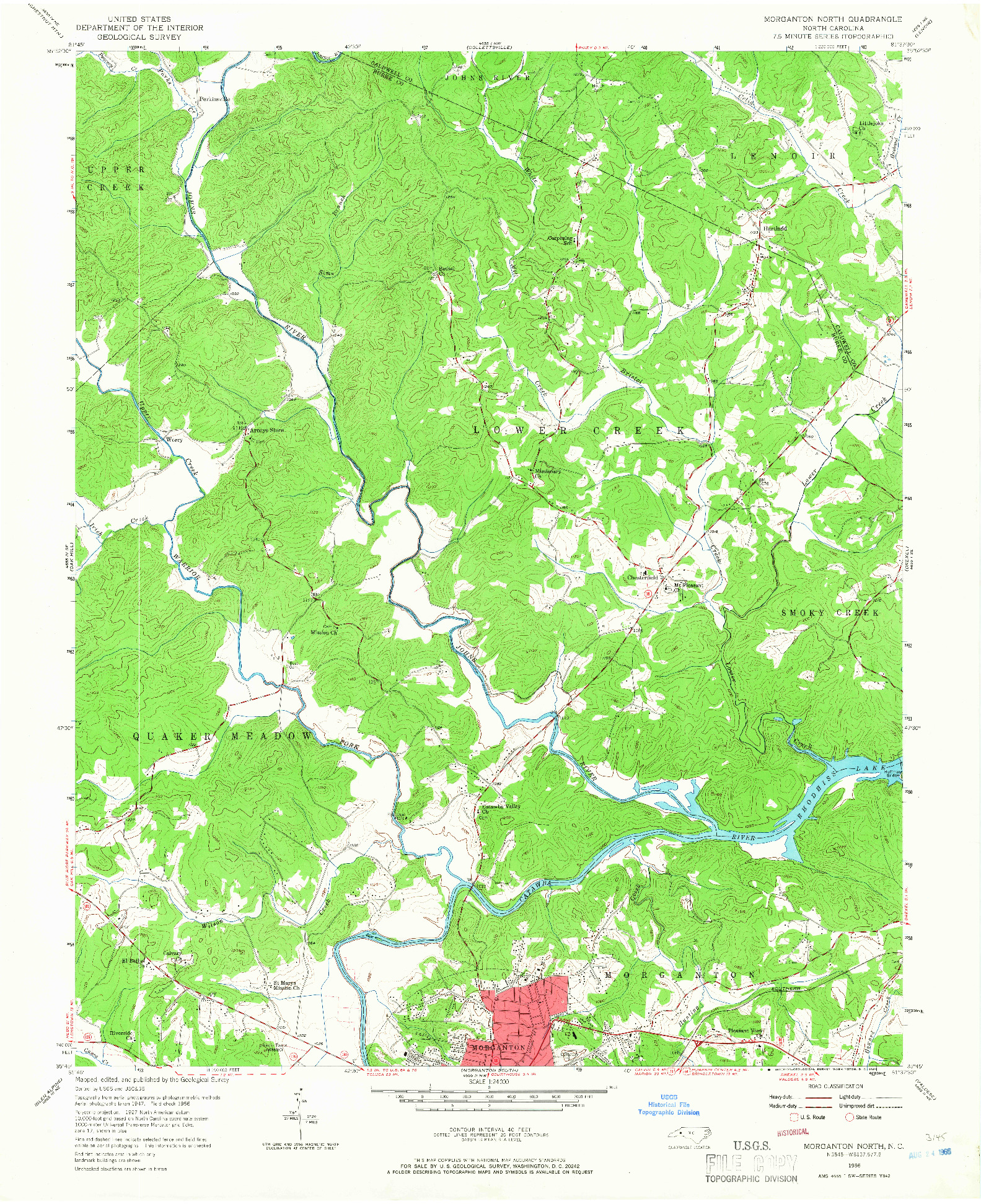 USGS 1:24000-SCALE QUADRANGLE FOR MORGANTON NORTH, NC 1956