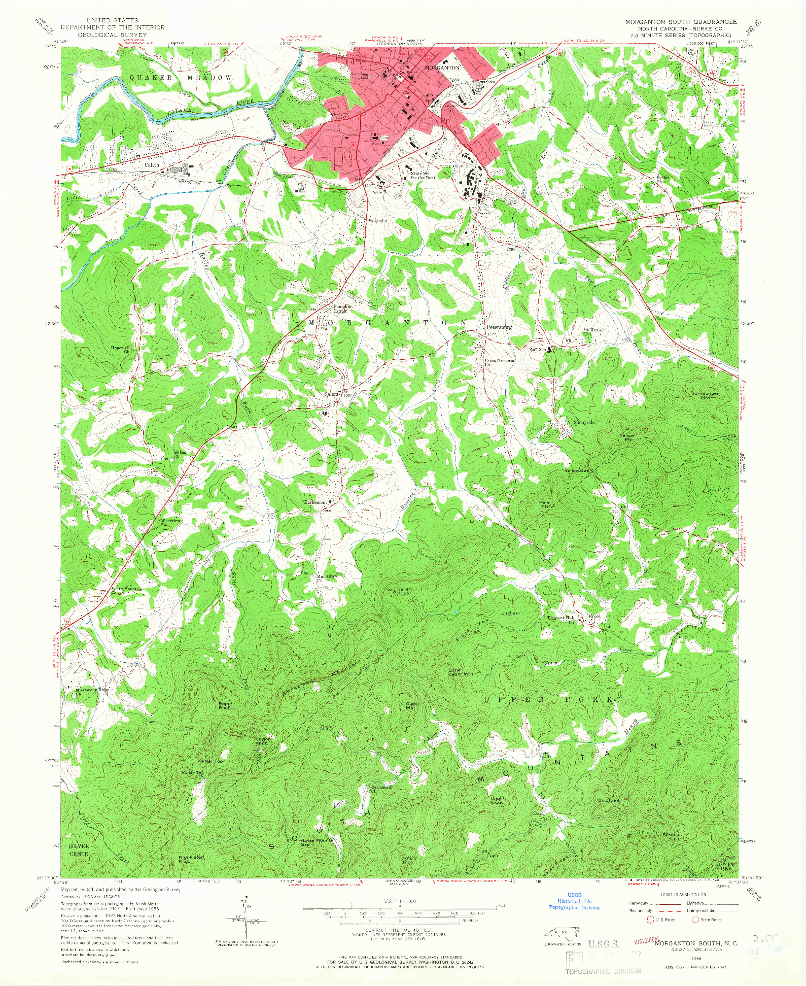 USGS 1:24000-SCALE QUADRANGLE FOR MORGANTON SOUTH, NC 1956