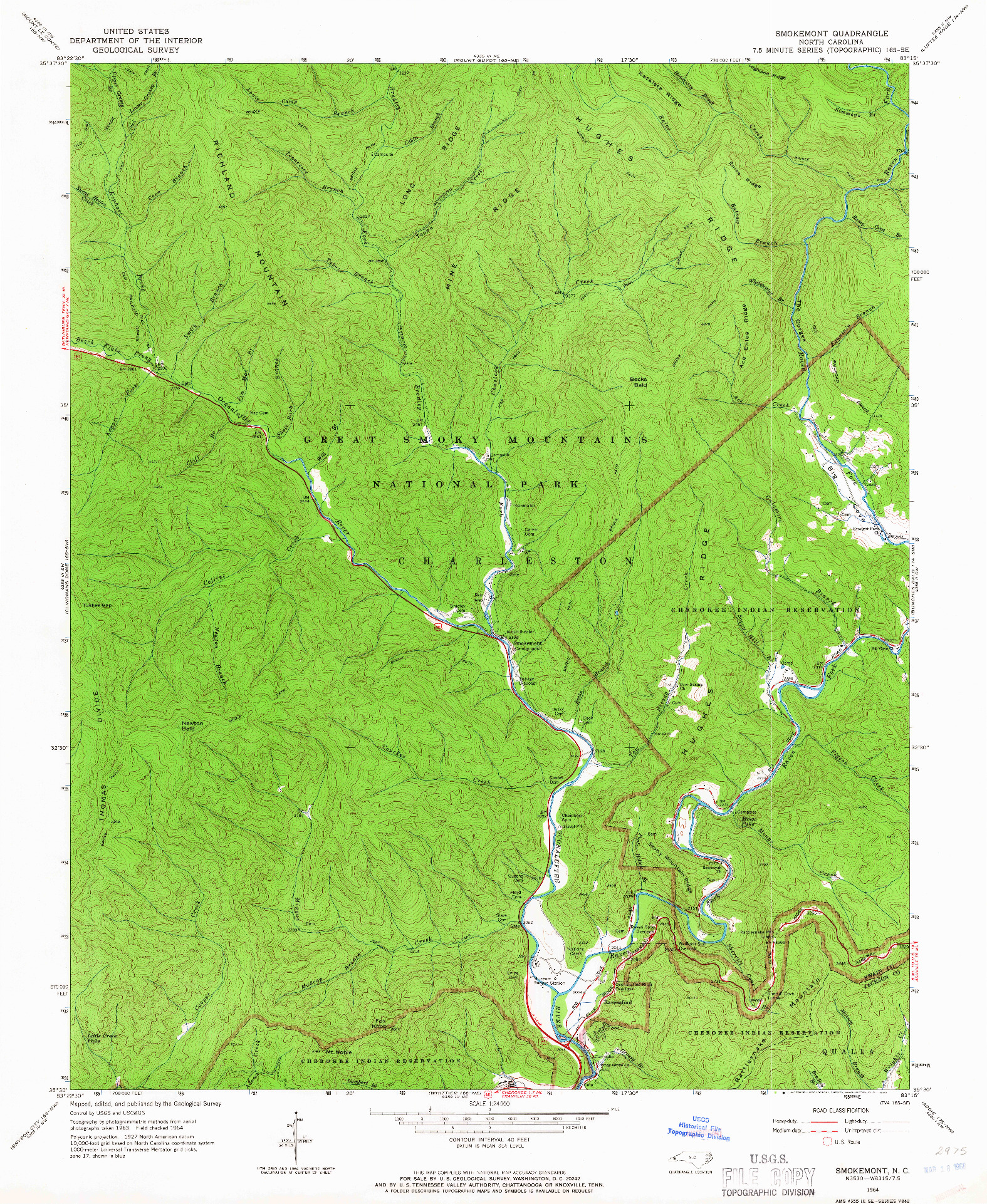 USGS 1:24000-SCALE QUADRANGLE FOR SMOKEMONT, NC 1964