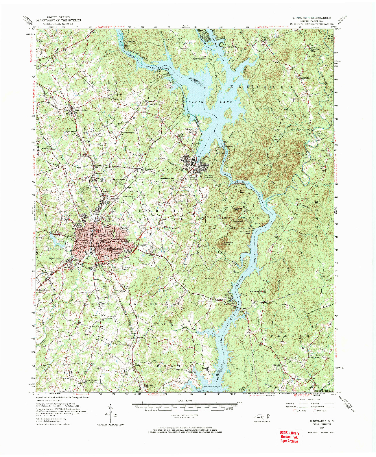USGS 1:62500-SCALE QUADRANGLE FOR ALBEMARLE, NC 1957