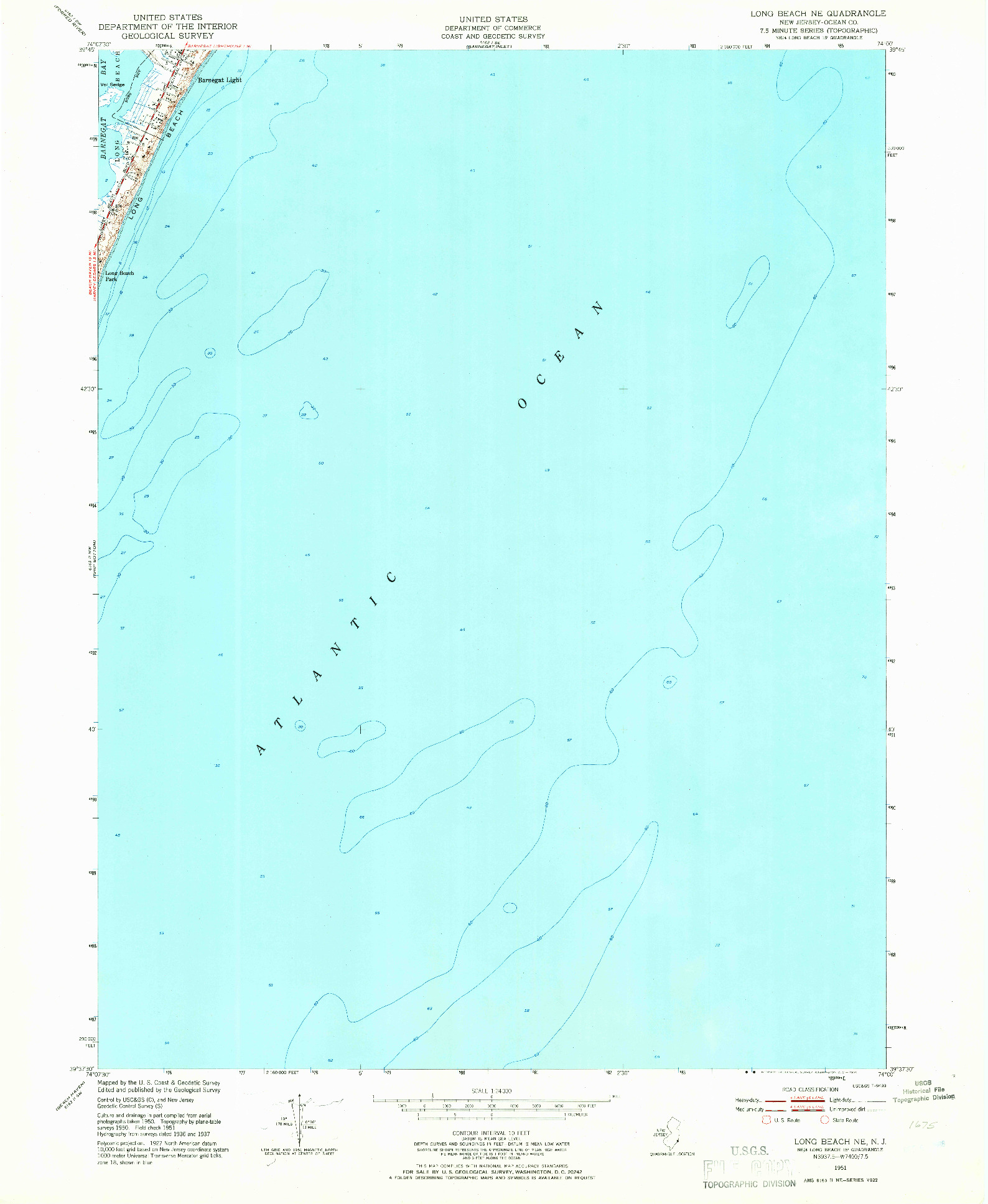 USGS 1:24000-SCALE QUADRANGLE FOR LONG BEACH NE, NJ 1951