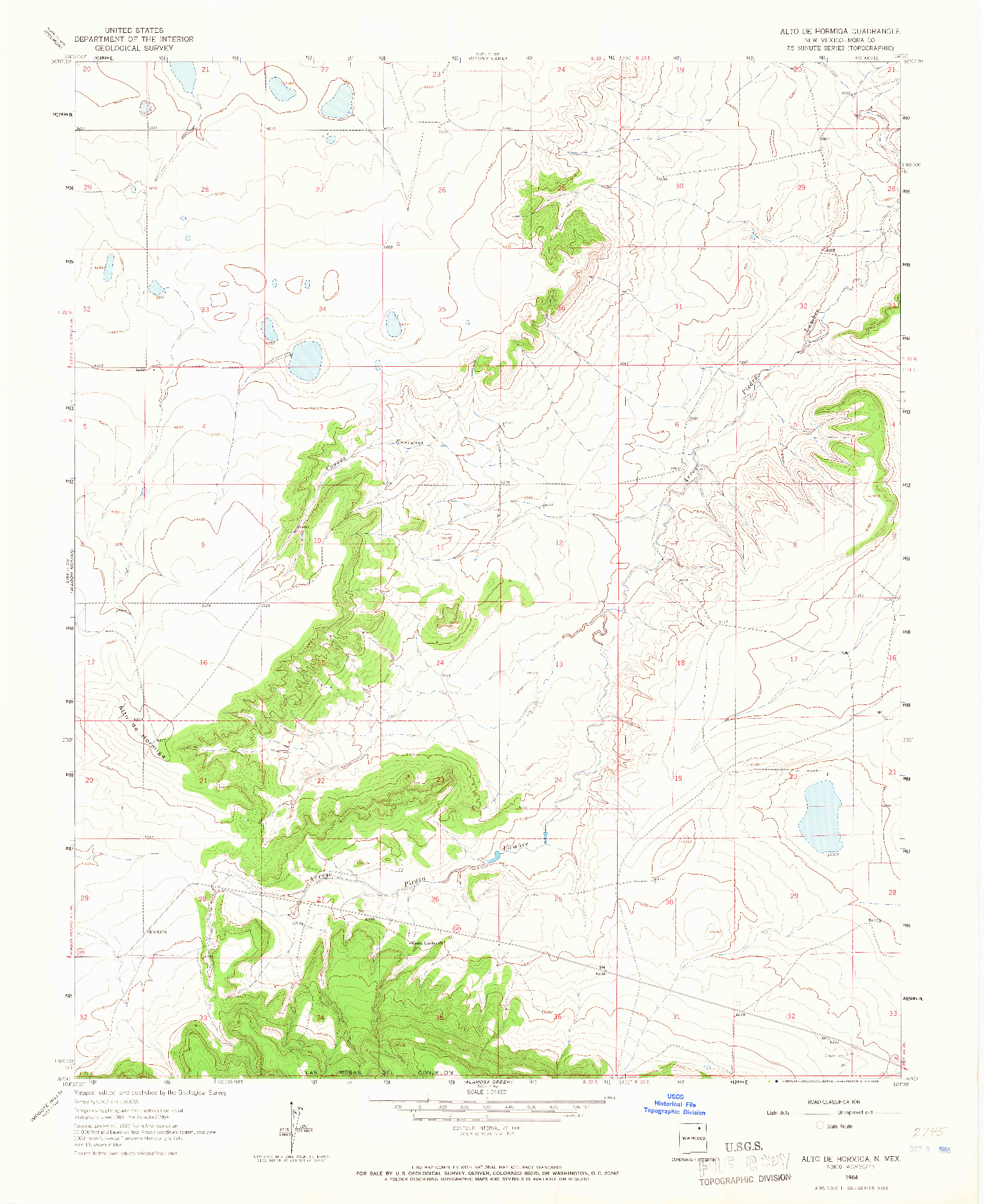 USGS 1:24000-SCALE QUADRANGLE FOR ALTO DE HORMIGA, NM 1964