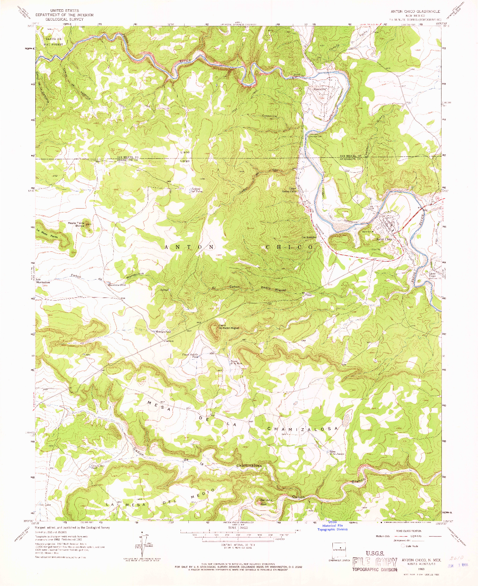 USGS 1:24000-SCALE QUADRANGLE FOR ANTON CHICO, NM 1963