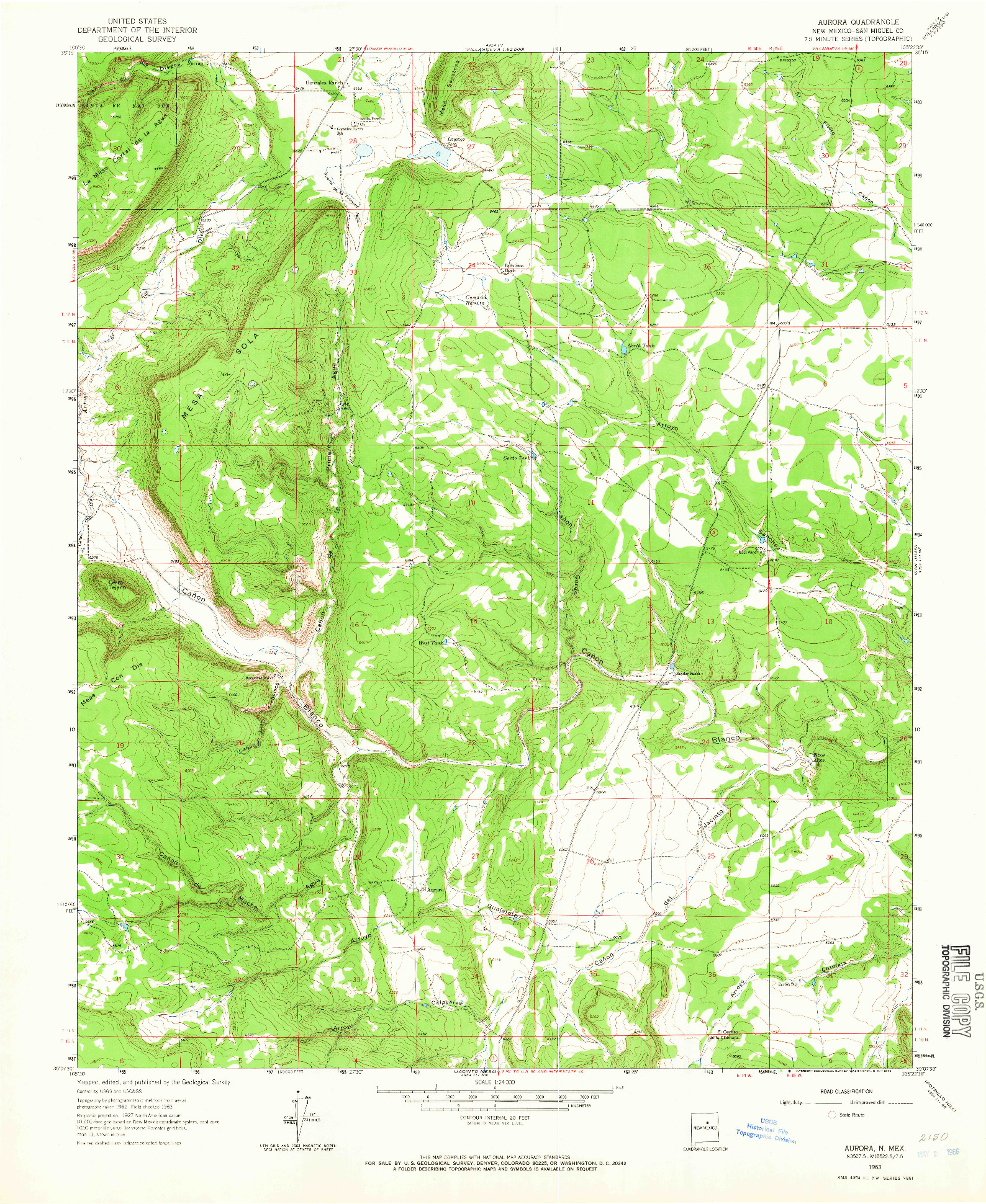 USGS 1:24000-SCALE QUADRANGLE FOR AURORA, NM 1963