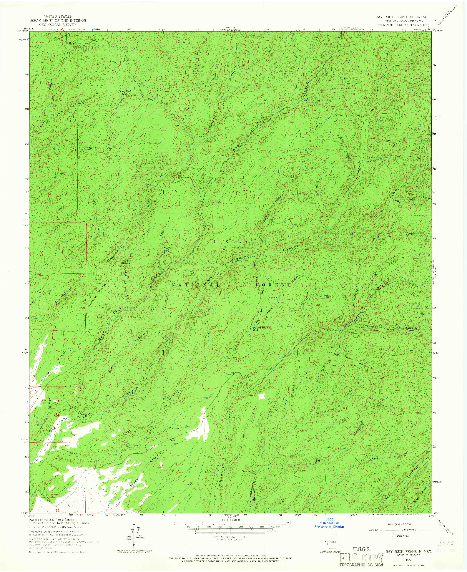 USGS 1:24000-SCALE QUADRANGLE FOR BAY BUCK PEAKS, NM 1964