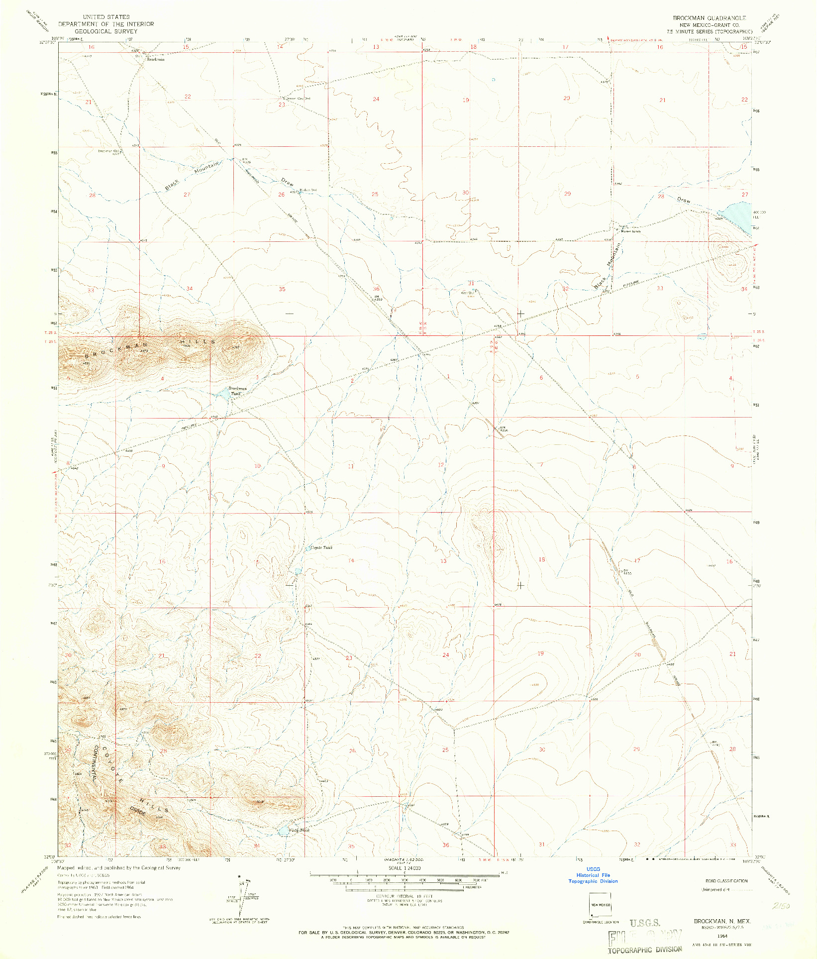USGS 1:24000-SCALE QUADRANGLE FOR BROCKMAN, NM 1964