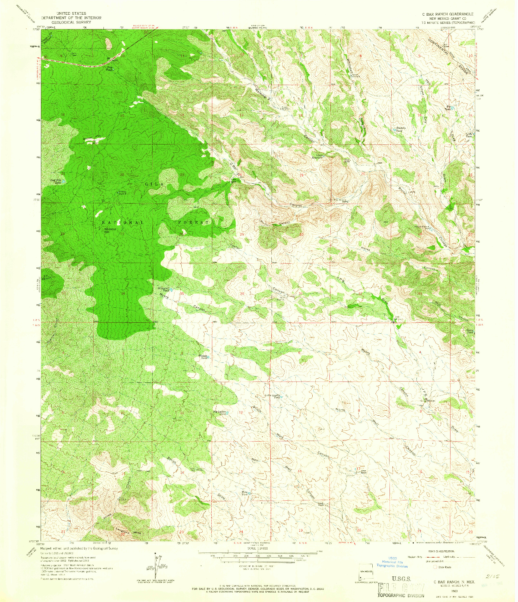 USGS 1:24000-SCALE QUADRANGLE FOR C BAR RANCH, NM 1963