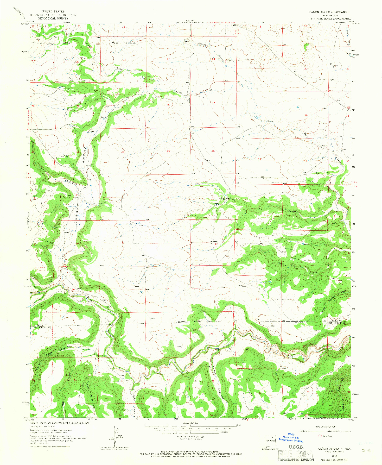 USGS 1:24000-SCALE QUADRANGLE FOR CANON ANCHO, NM 1964