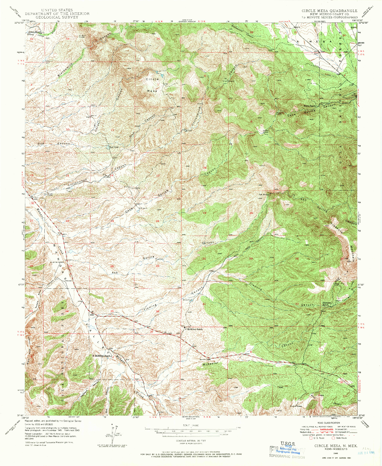 USGS 1:24000-SCALE QUADRANGLE FOR CIRCLE MESA, NM 1949