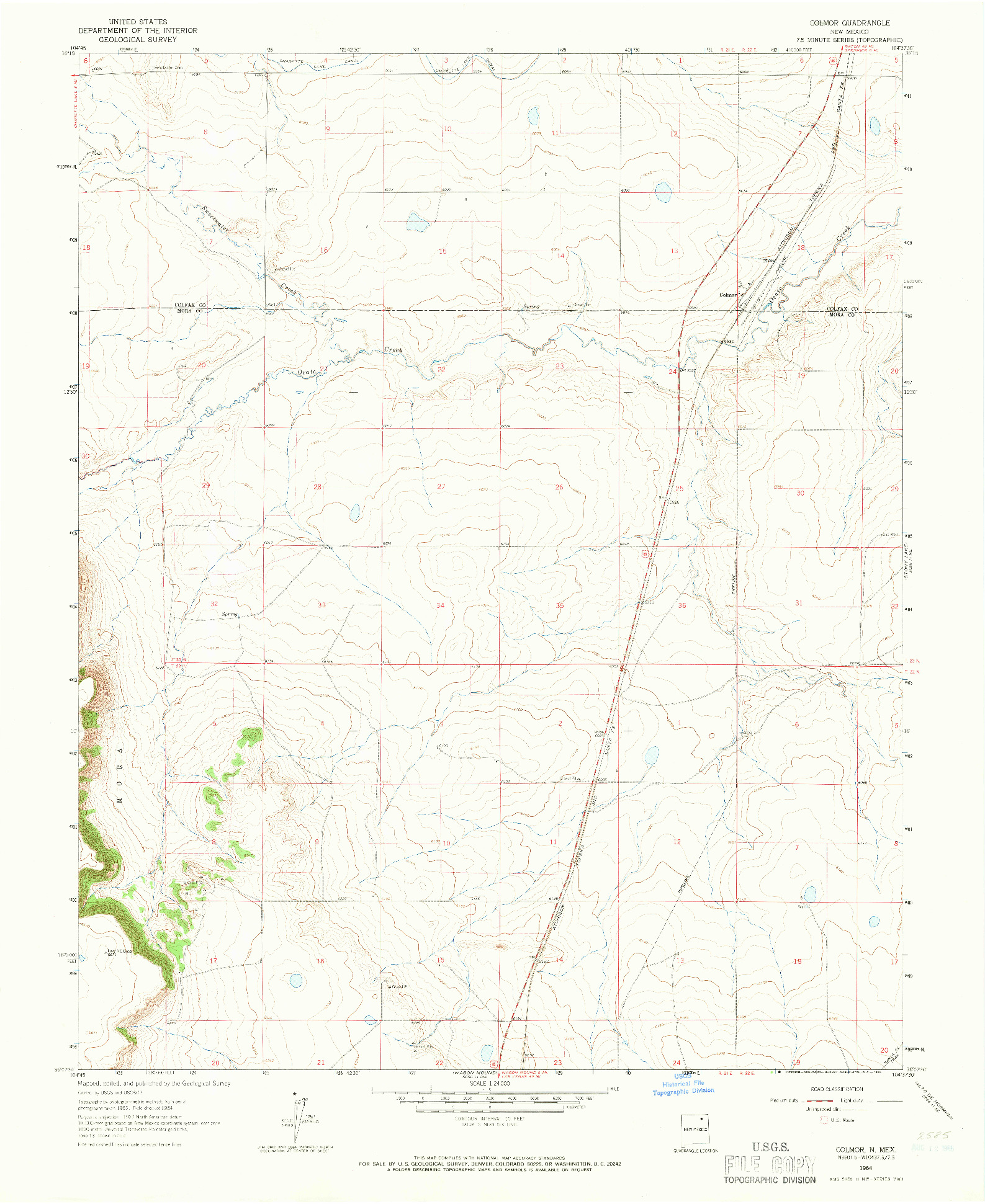 USGS 1:24000-SCALE QUADRANGLE FOR COLMOR, NM 1964