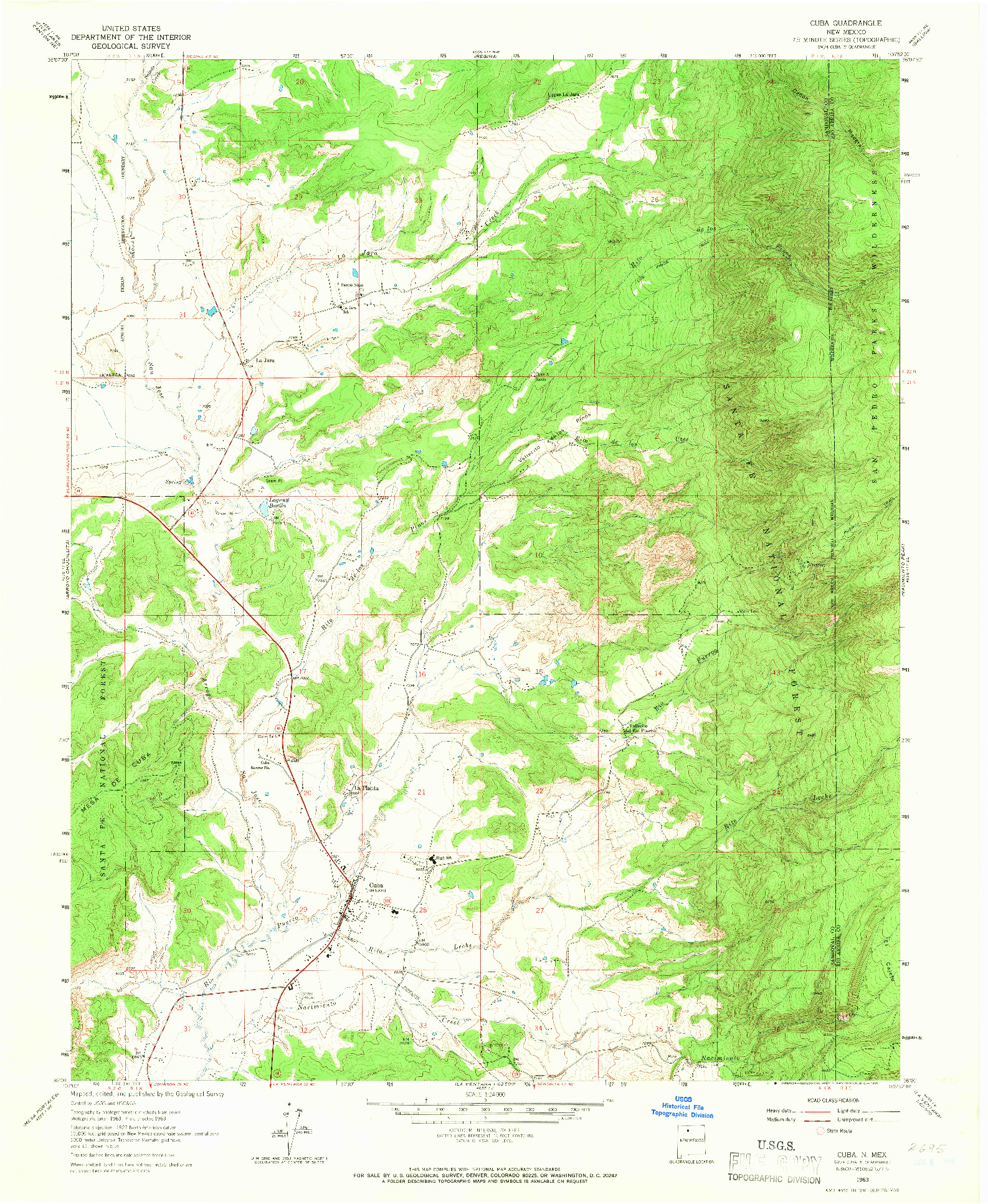 USGS 1:24000-SCALE QUADRANGLE FOR CUBA, NM 1963