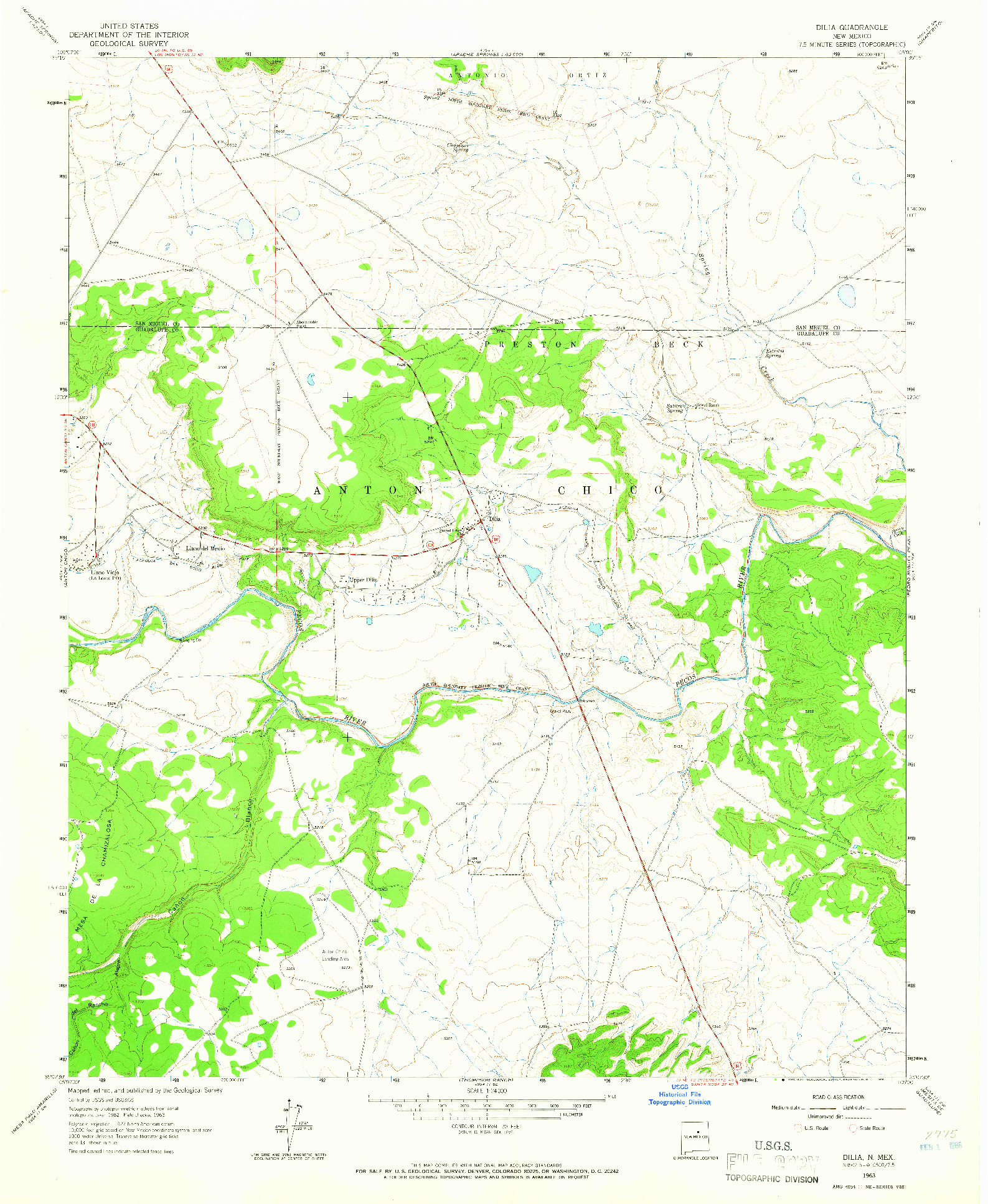 USGS 1:24000-SCALE QUADRANGLE FOR DILIA, NM 1963