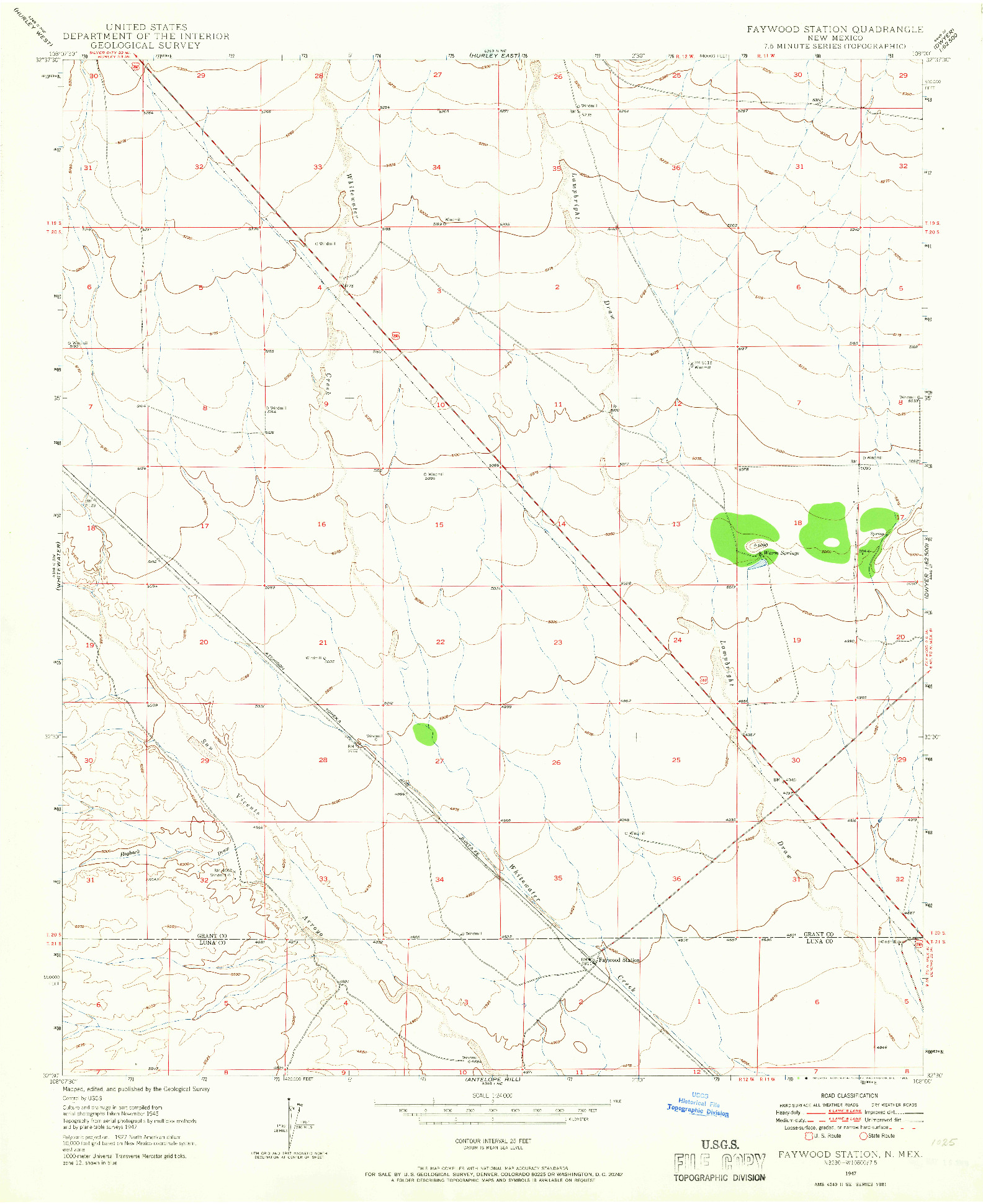 USGS 1:24000-SCALE QUADRANGLE FOR FAYWOOD STATION, NM 1947