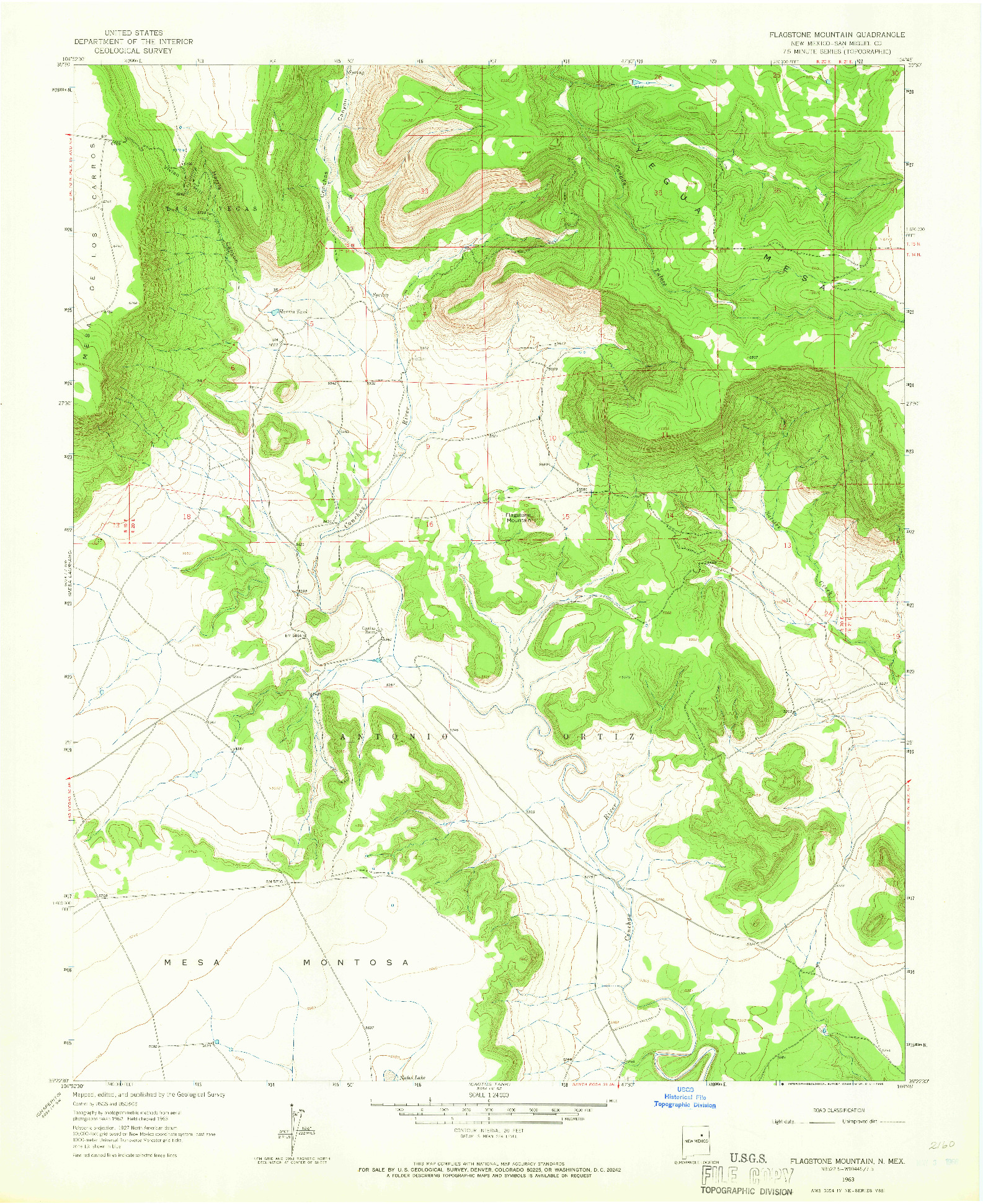 USGS 1:24000-SCALE QUADRANGLE FOR FLAGSTONE MOUNTAIN, NM 1963