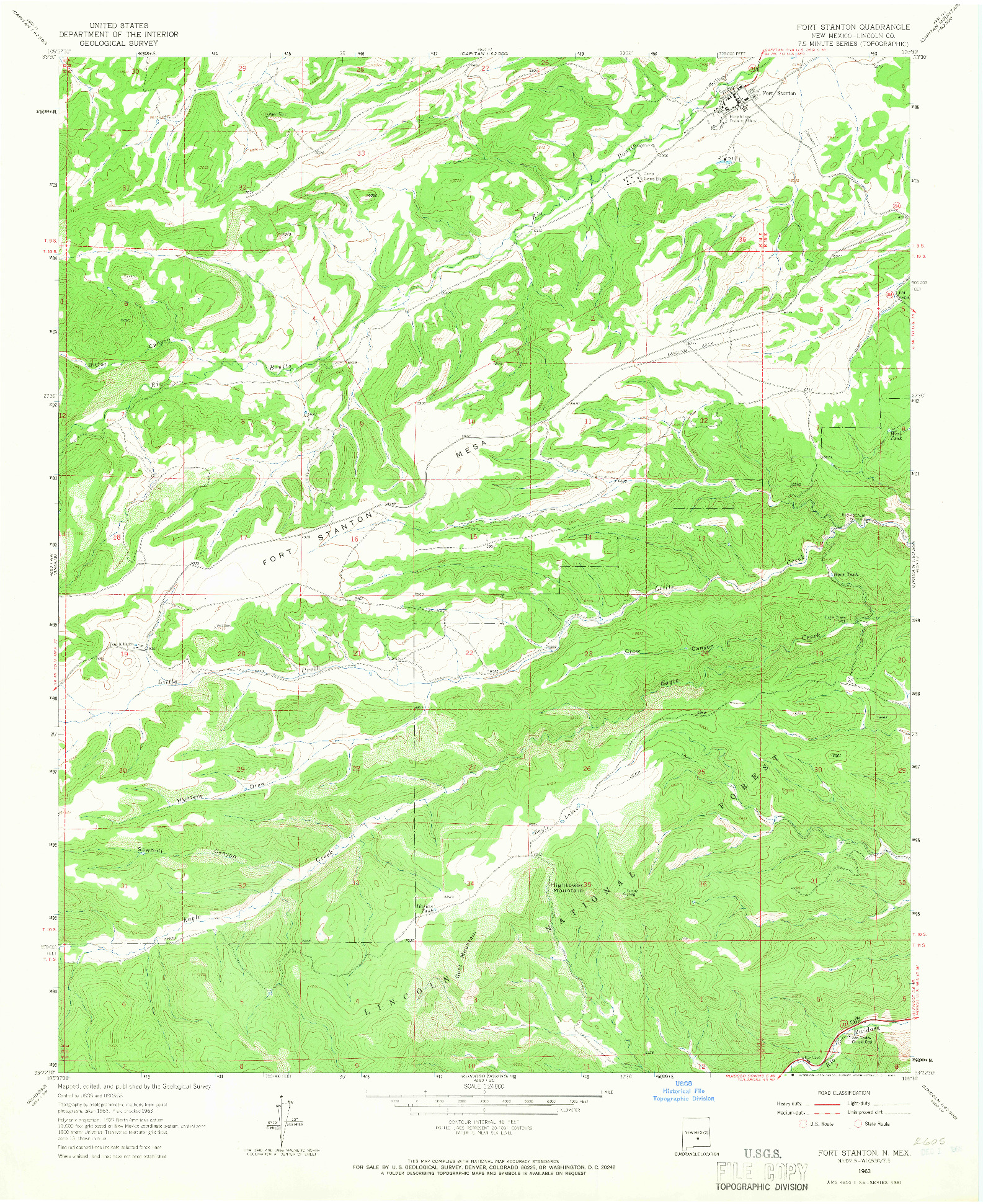 USGS 1:24000-SCALE QUADRANGLE FOR FORT STANTON, NM 1963