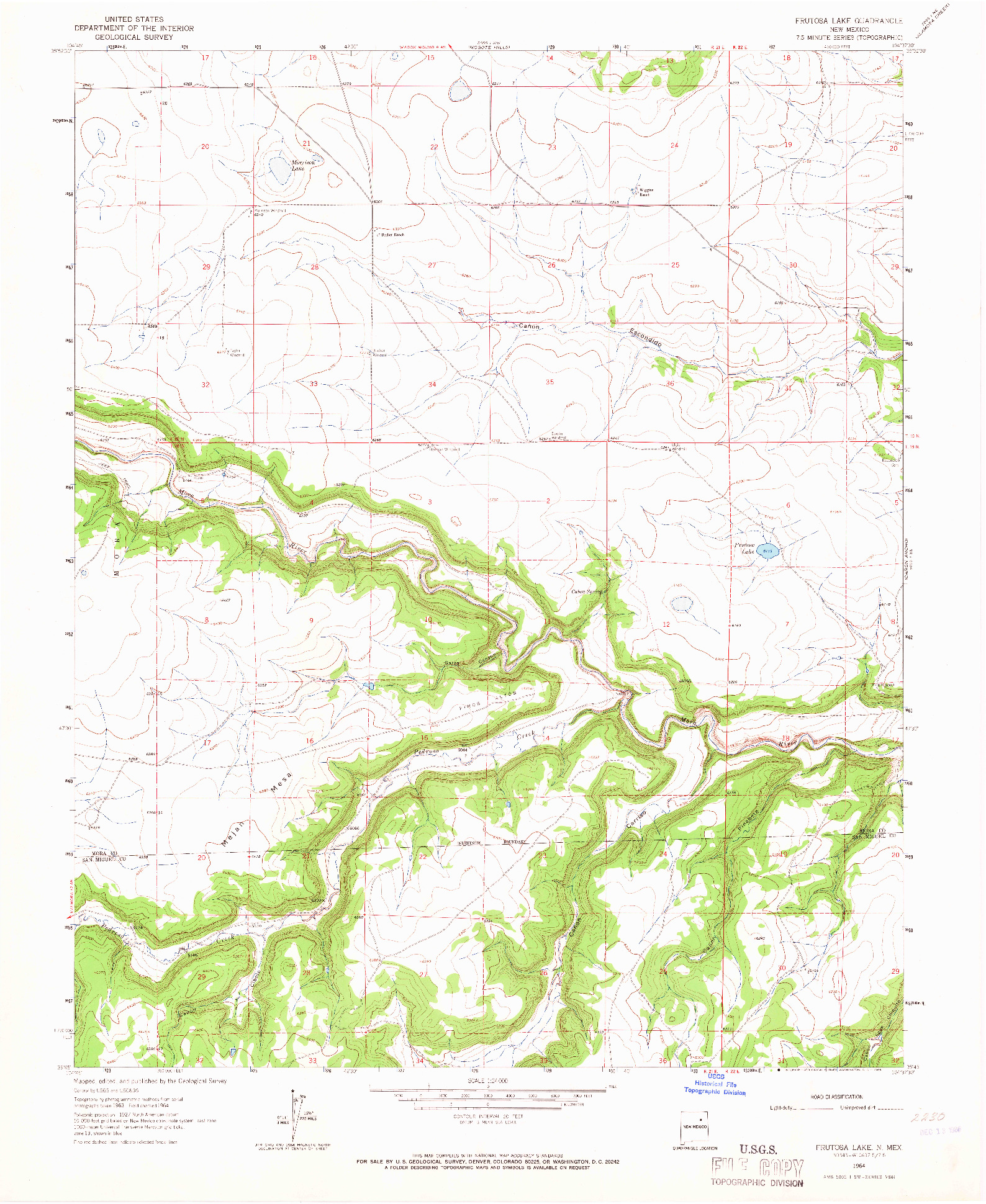 USGS 1:24000-SCALE QUADRANGLE FOR FRUTOSA LAKE, NM 1964
