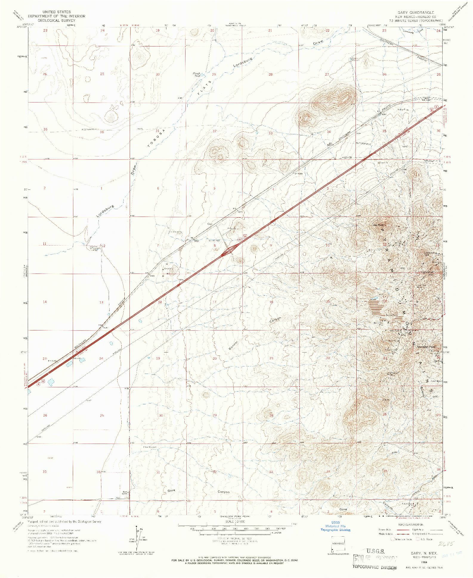 USGS 1:24000-SCALE QUADRANGLE FOR GARY, NM 1964