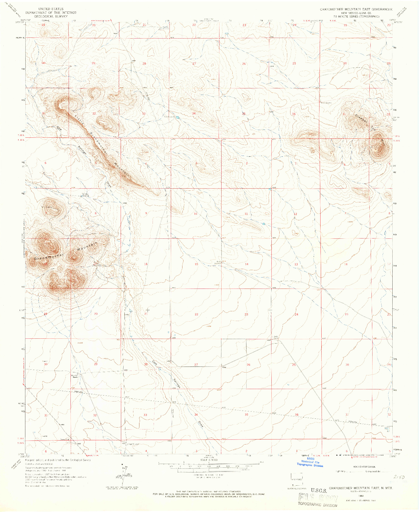 USGS 1:24000-SCALE QUADRANGLE FOR GRANDMOTHER MOUNTAIN EAST, NM 1964