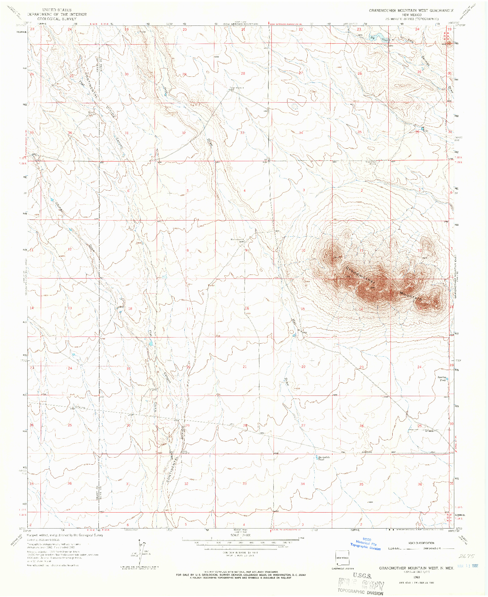 USGS 1:24000-SCALE QUADRANGLE FOR GRANDMOTHER MOUNTAIN WEST, NM 1963