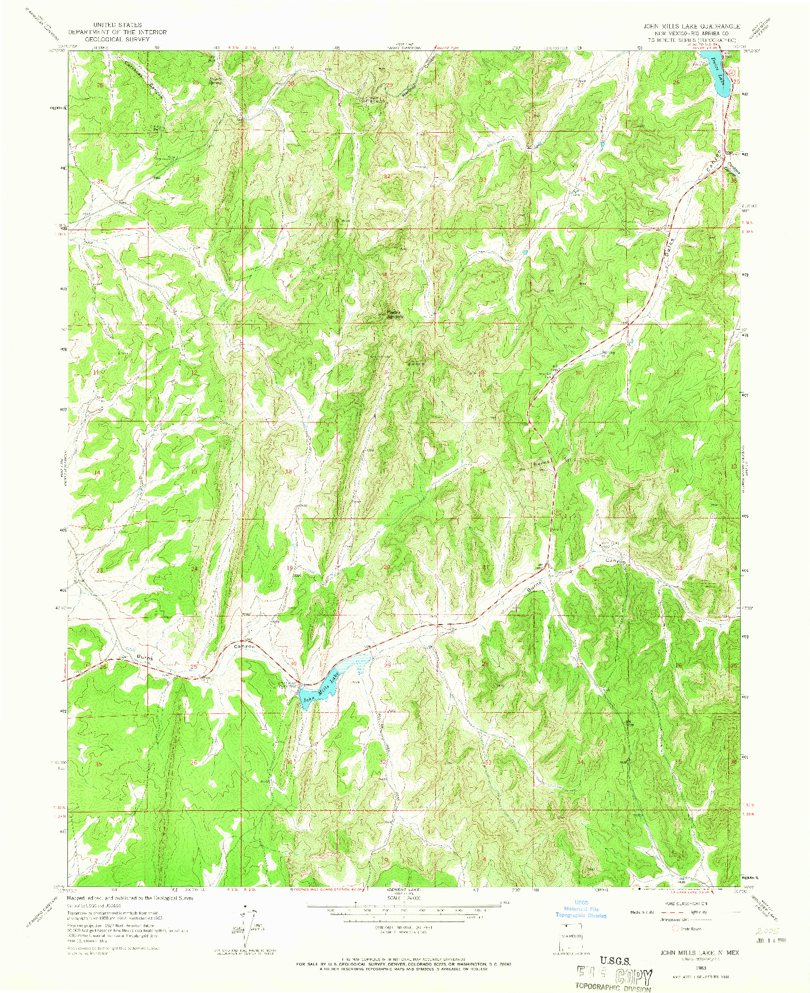 USGS 1:24000-SCALE QUADRANGLE FOR JOHN MILLS LAKE, NM 1963