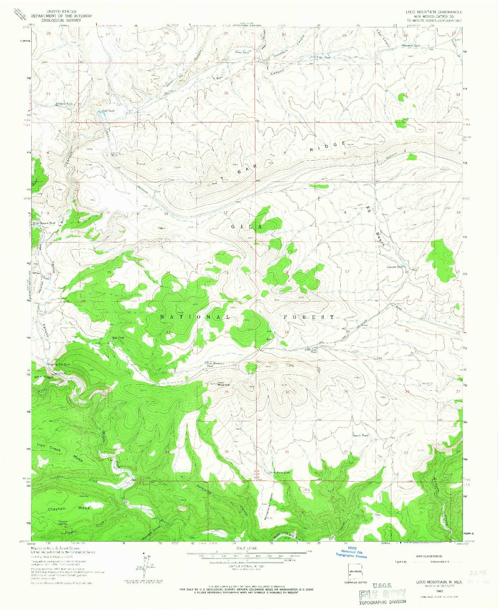 USGS 1:24000-SCALE QUADRANGLE FOR LOCO MOUNTAIN, NM 1963