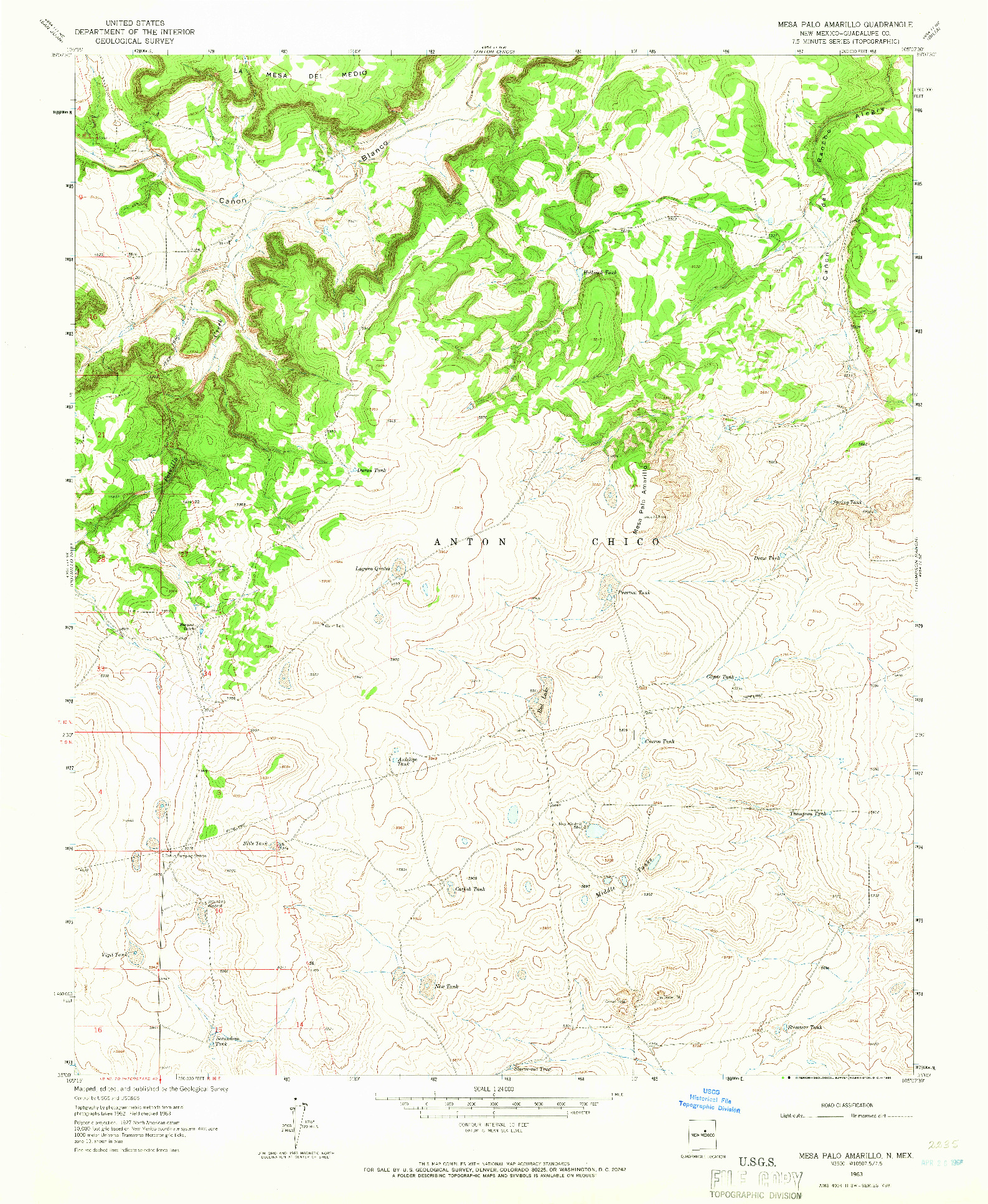 USGS 1:24000-SCALE QUADRANGLE FOR MESA PALO AMARILLO, NM 1963