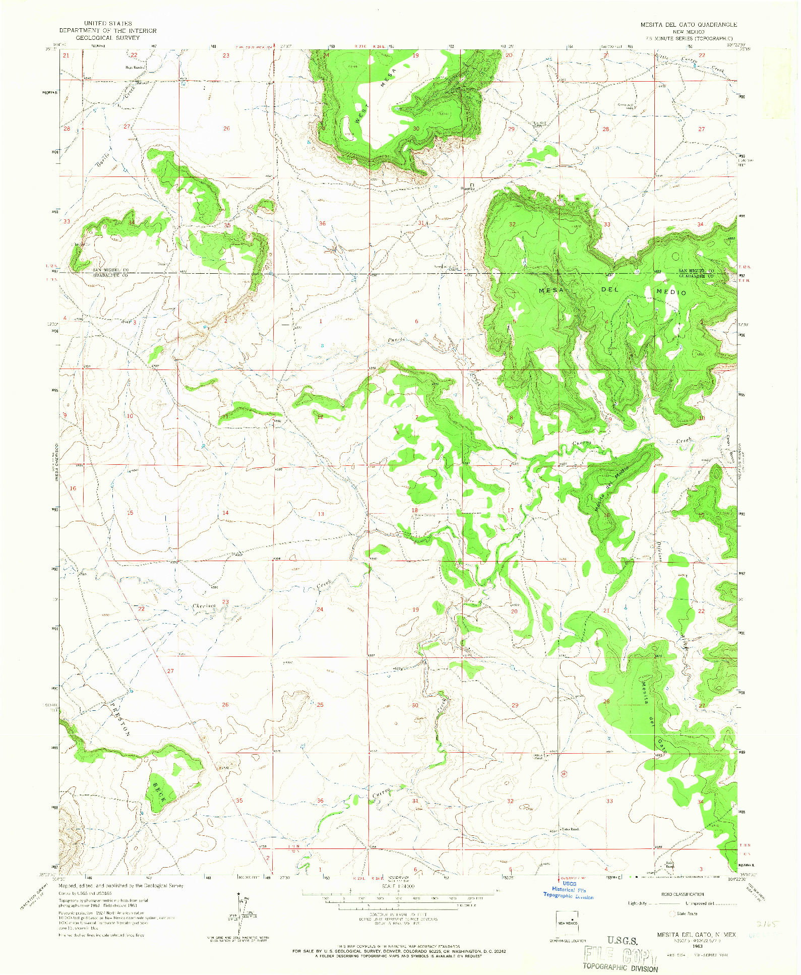 USGS 1:24000-SCALE QUADRANGLE FOR MESITA DEL GATO, NM 1963