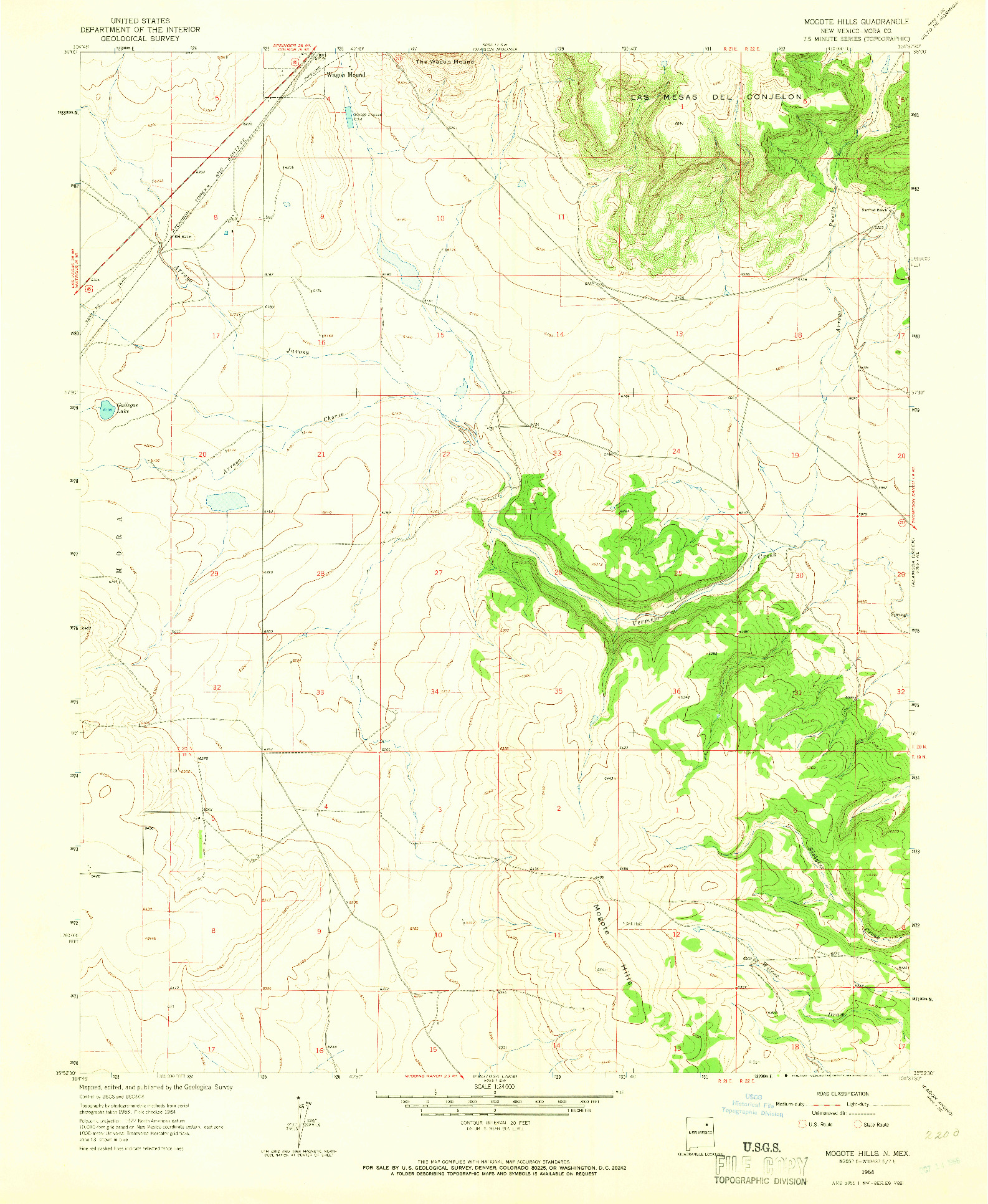 USGS 1:24000-SCALE QUADRANGLE FOR MOGOTE HILLS, NM 1964