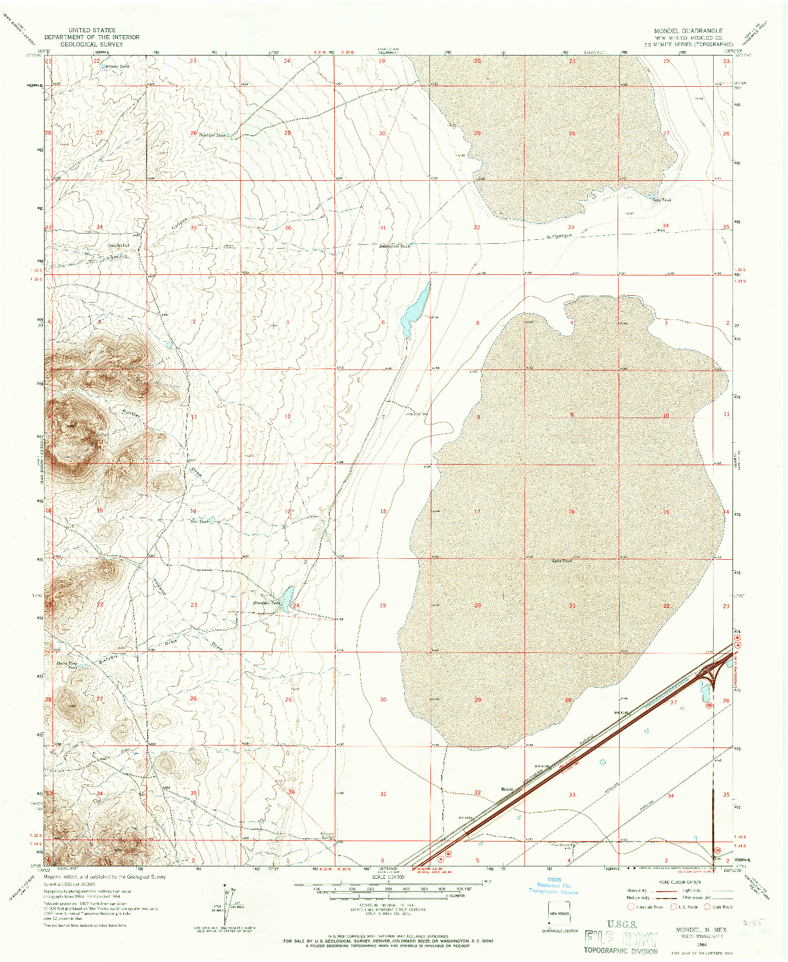 USGS 1:24000-SCALE QUADRANGLE FOR MONDEL, NM 1964