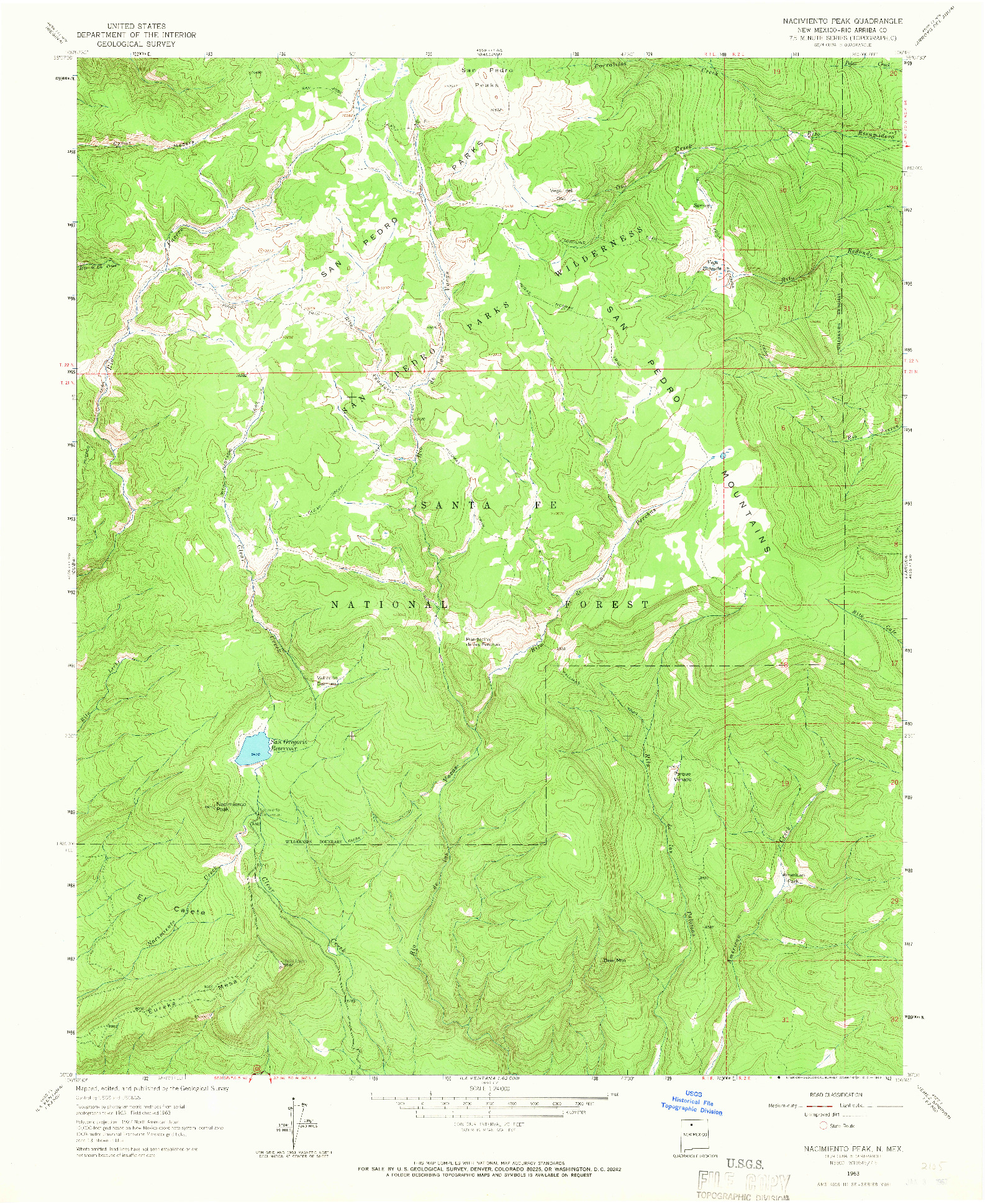USGS 1:24000-SCALE QUADRANGLE FOR NACIMIENTO PEAK, NM 1963
