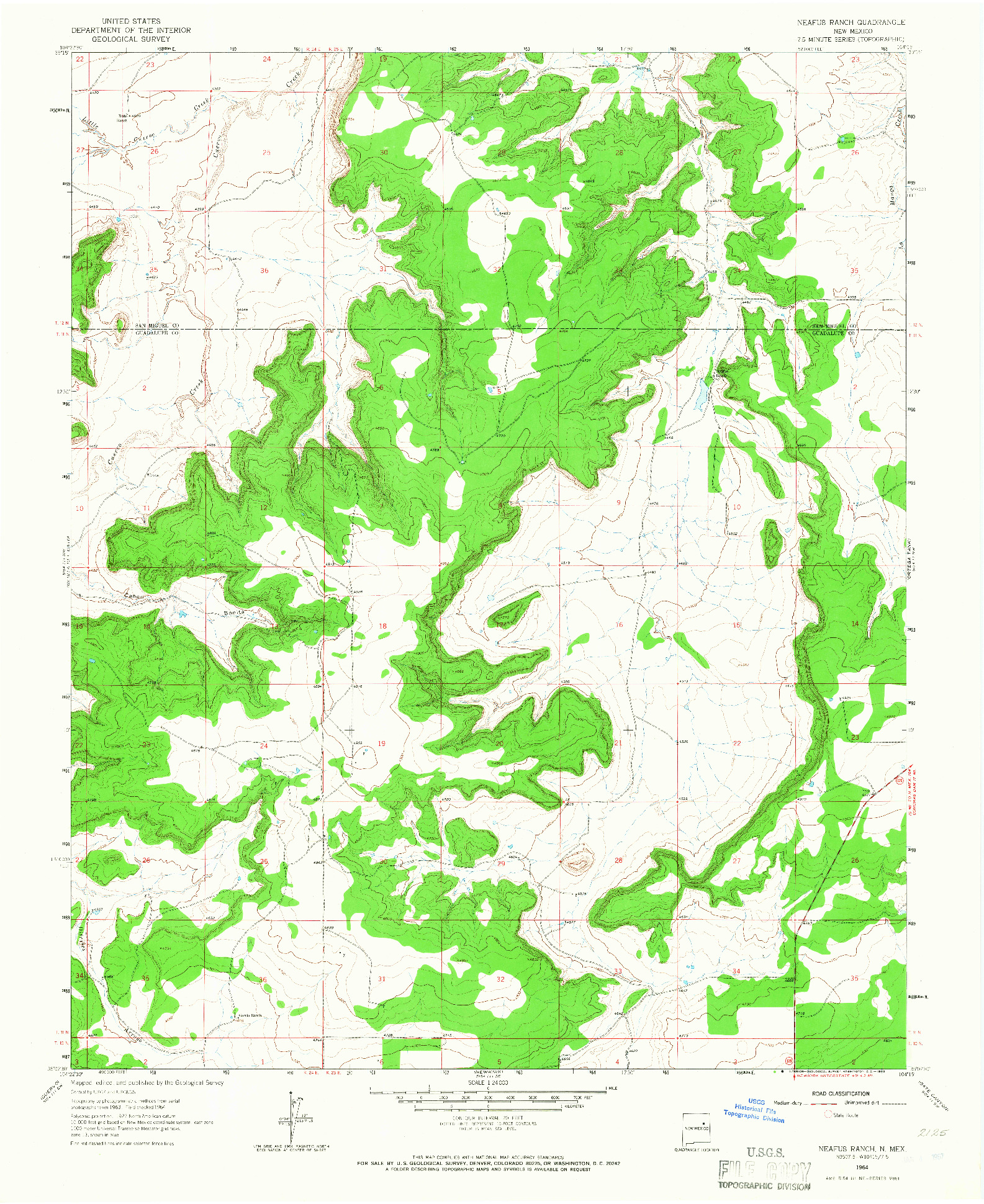 USGS 1:24000-SCALE QUADRANGLE FOR NEAFUS RANCH, NM 1964