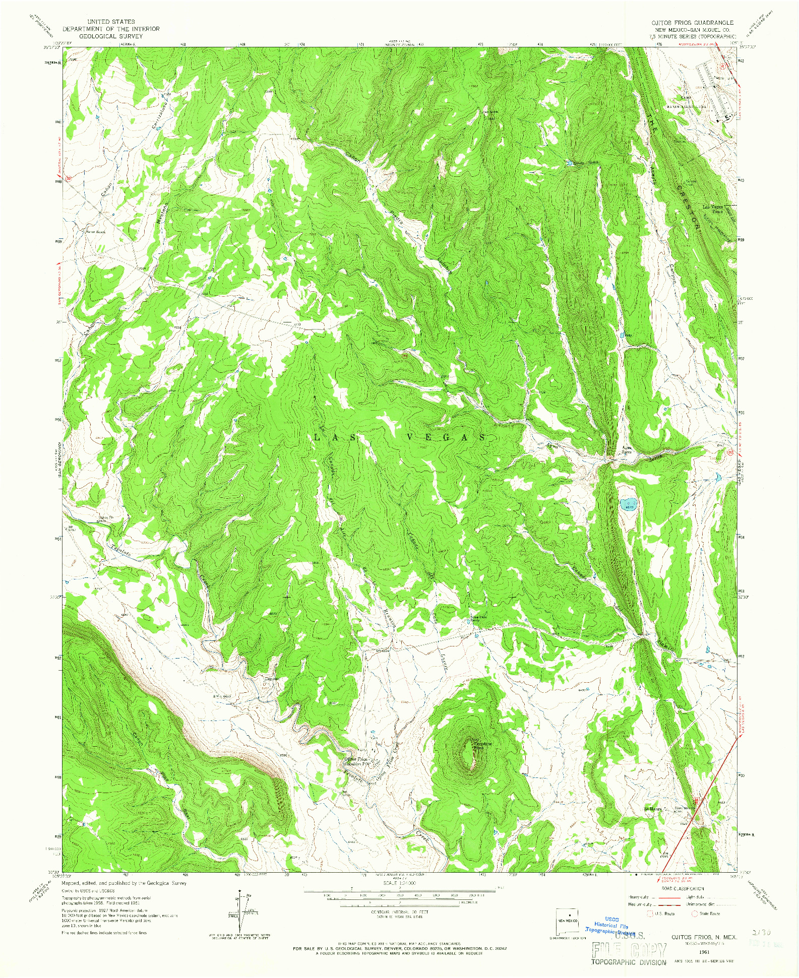 USGS 1:24000-SCALE QUADRANGLE FOR OJITOS FRIOS, NM 1961