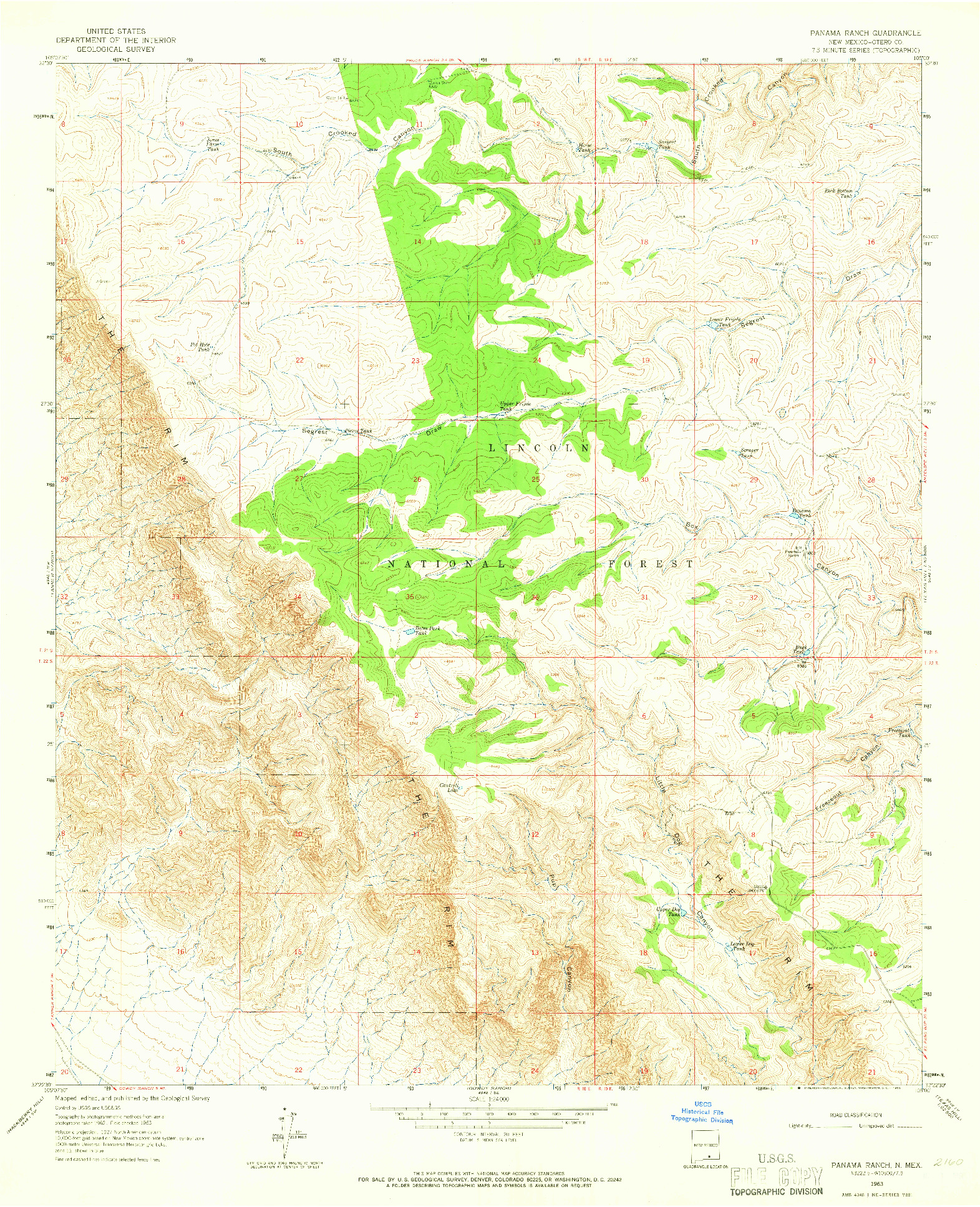 USGS 1:24000-SCALE QUADRANGLE FOR PANAMA RANCH, NM 1963