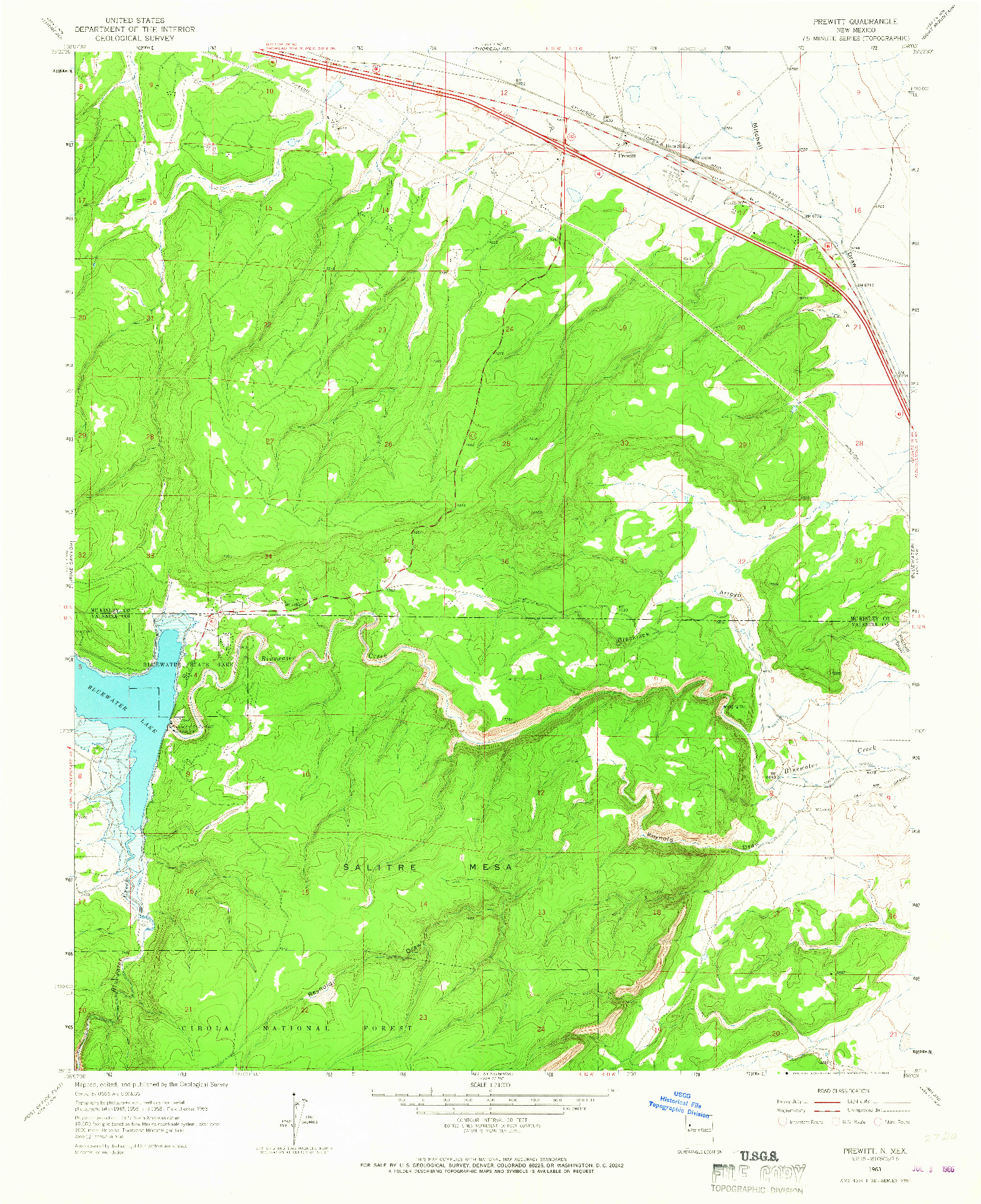 USGS 1:24000-SCALE QUADRANGLE FOR PREWITT, NM 1963
