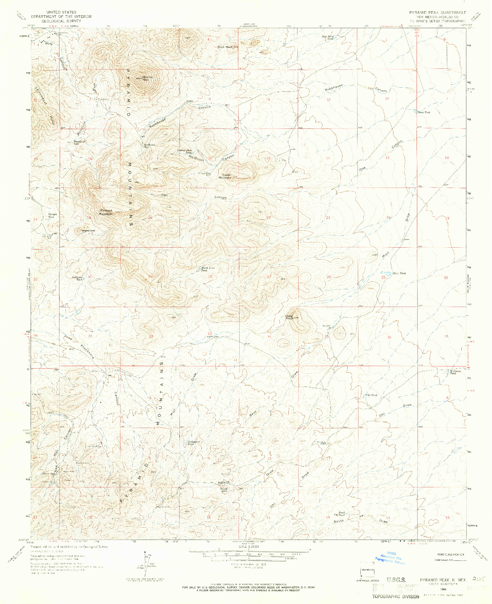 USGS 1:24000-SCALE QUADRANGLE FOR PYRAMID PEAK, NM 1964