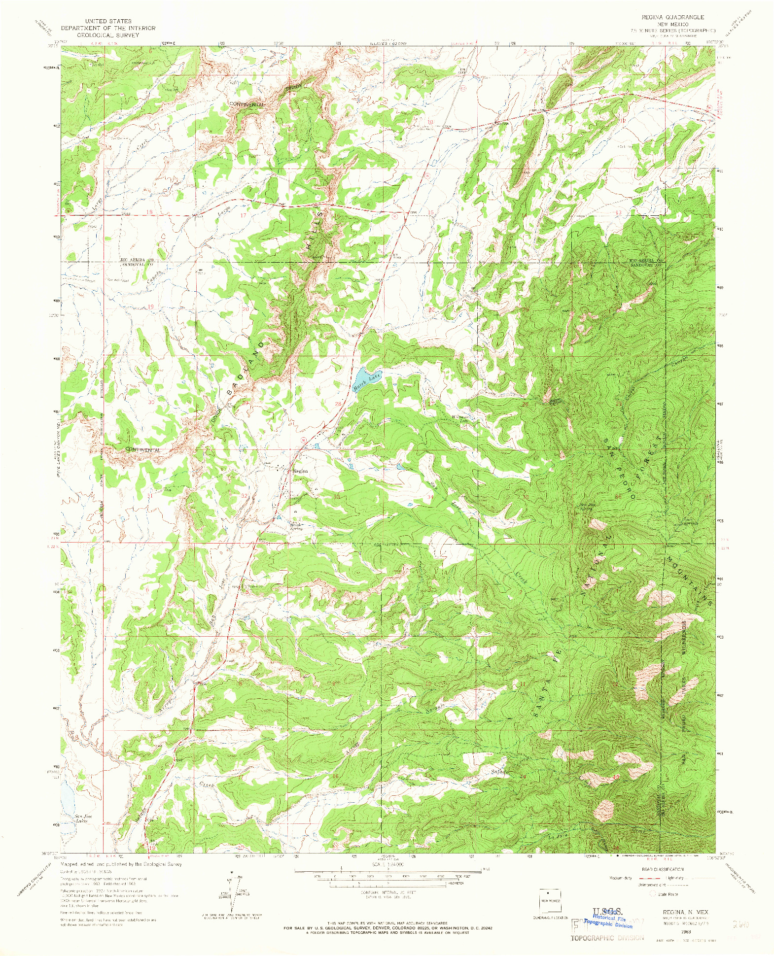 USGS 1:24000-SCALE QUADRANGLE FOR REGINA, NM 1963