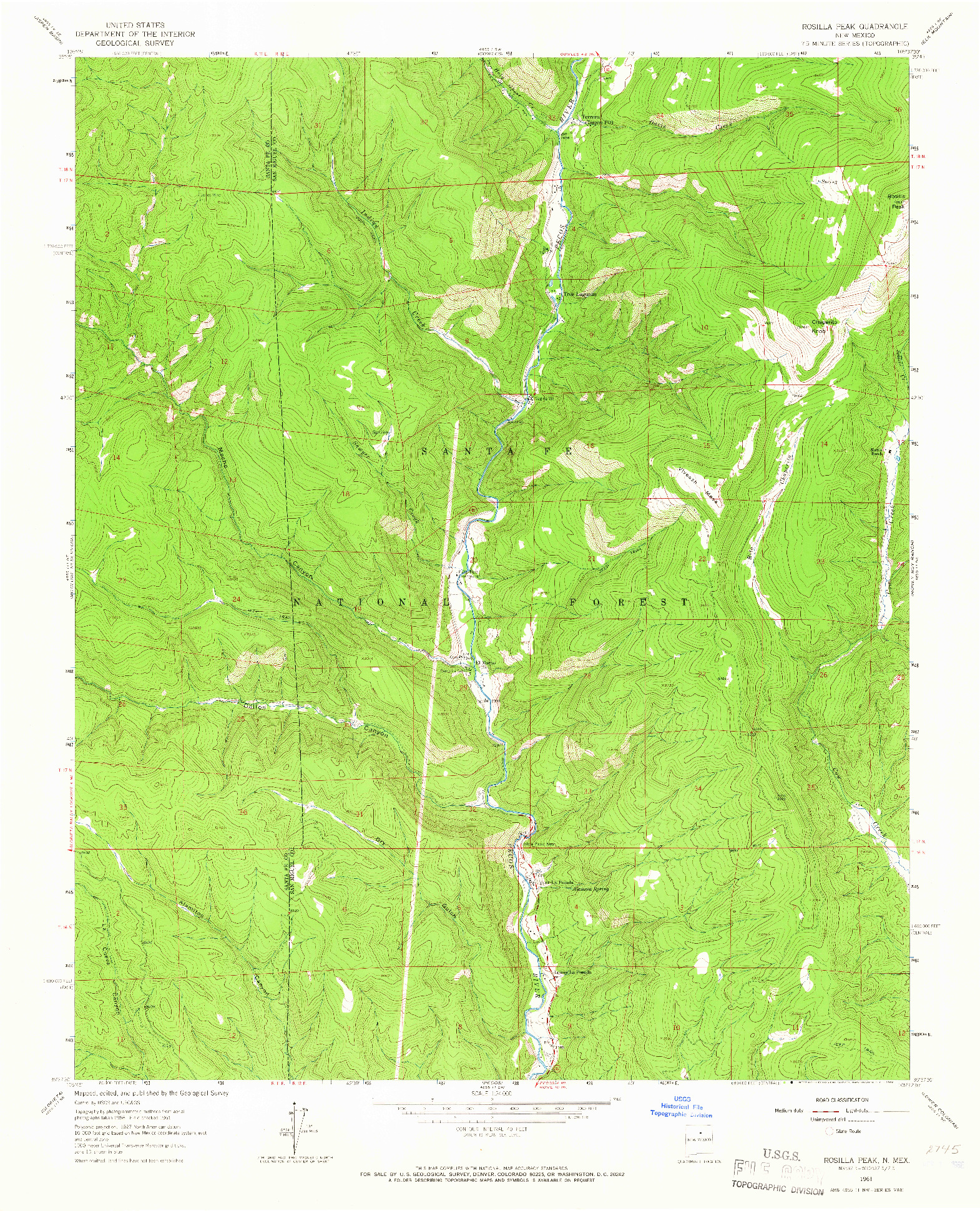 USGS 1:24000-SCALE QUADRANGLE FOR ROSILLA PEAK, NM 1961