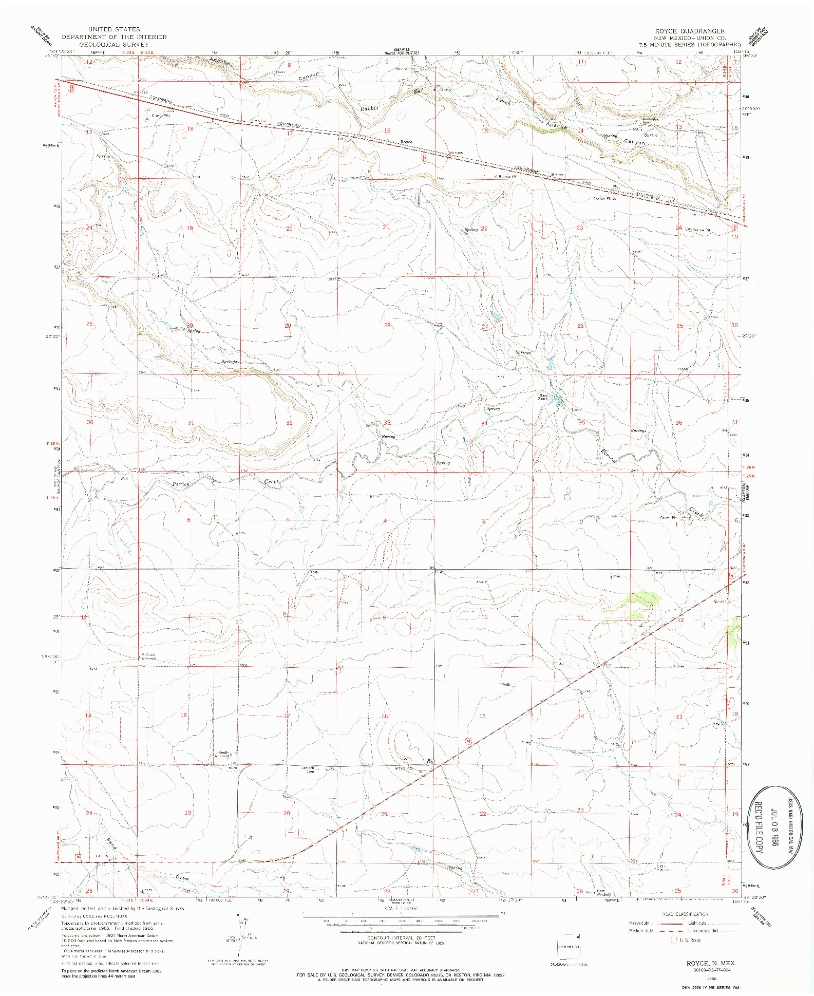 USGS 1:24000-SCALE QUADRANGLE FOR ROYCE, NM 1966