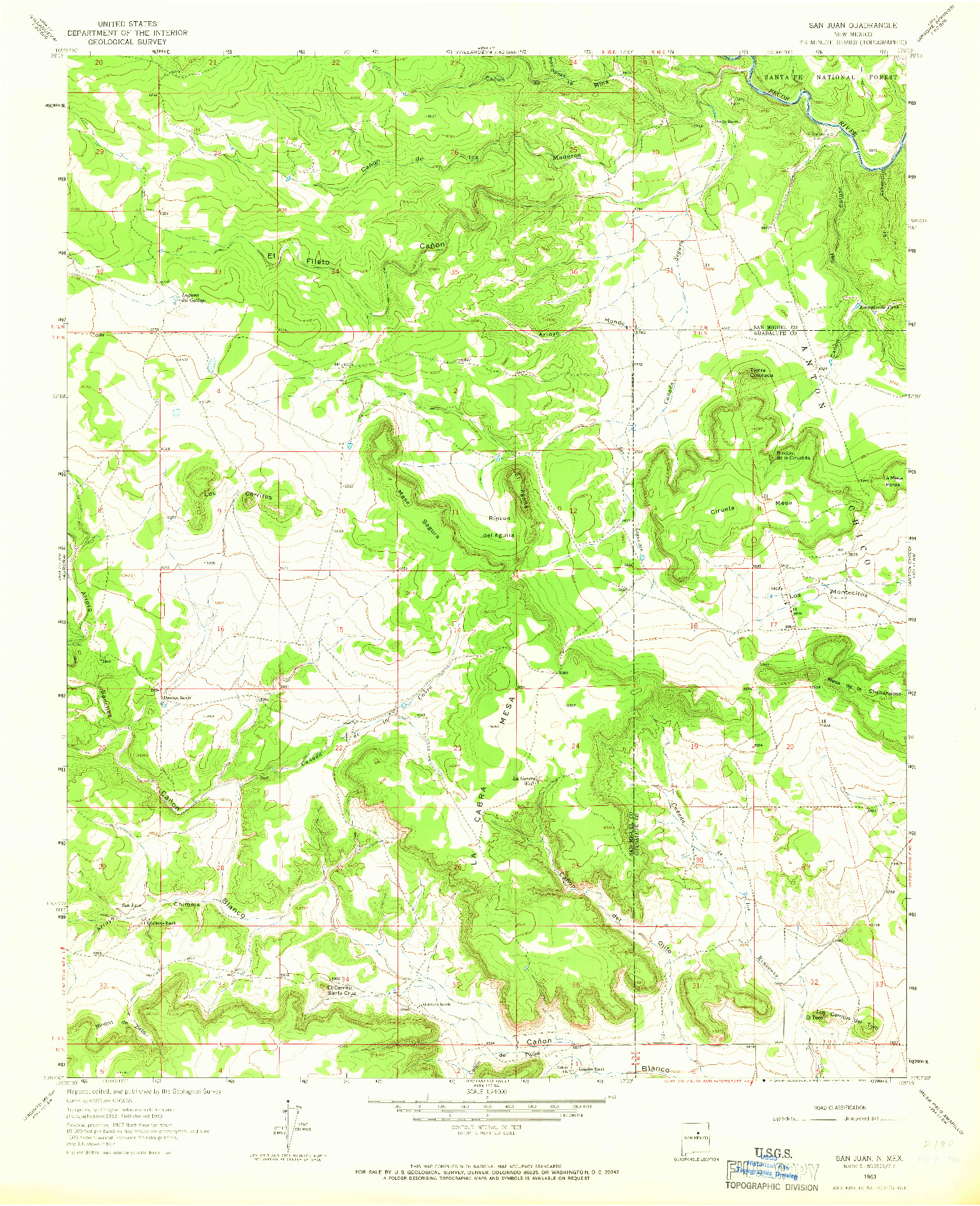 USGS 1:24000-SCALE QUADRANGLE FOR SAN JUAN, NM 1963