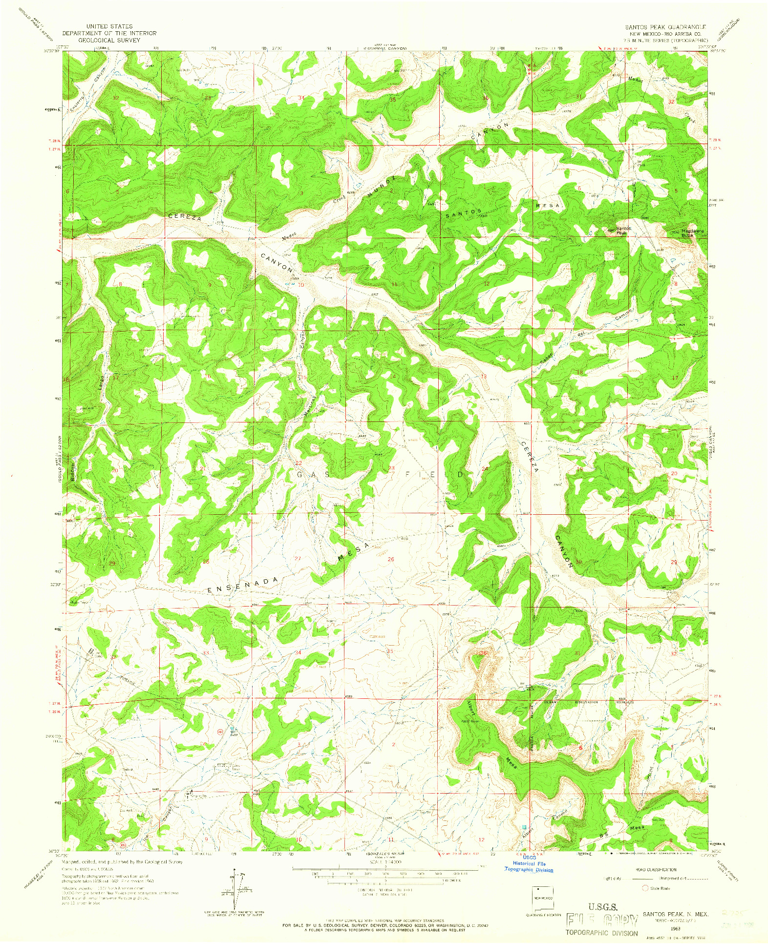 USGS 1:24000-SCALE QUADRANGLE FOR SANTOS PEAK, NM 1963